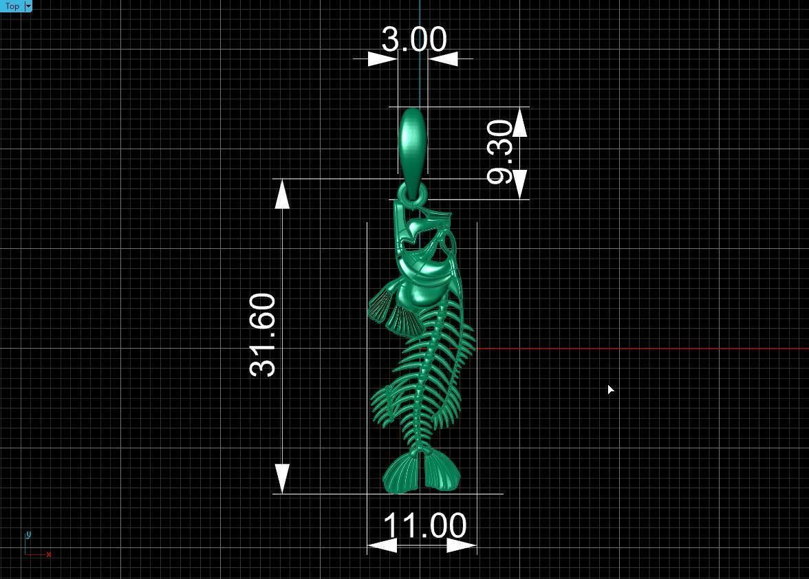  pendant skeleton fish  3D print model_20