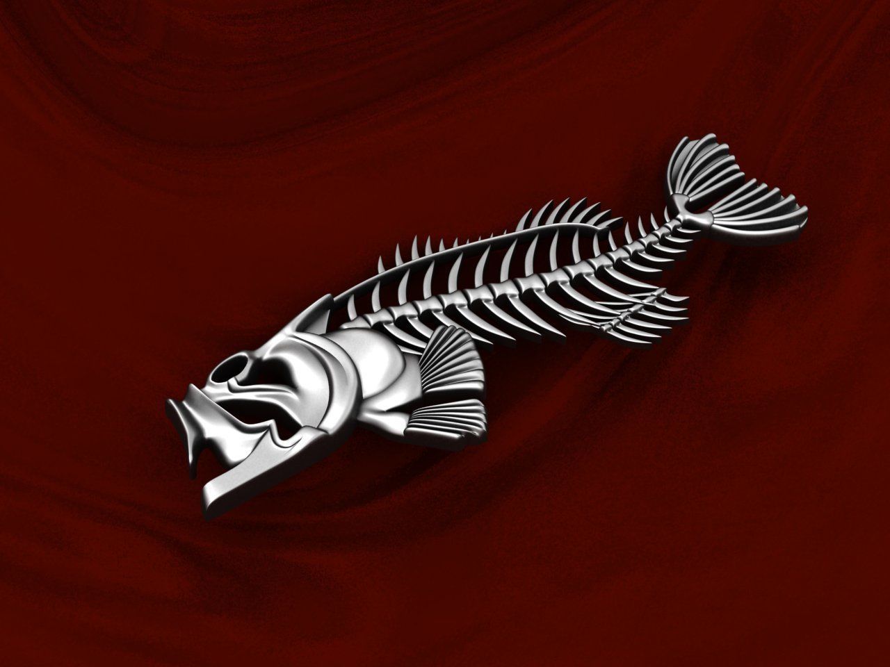  pendant skeleton fish  3D print model_6