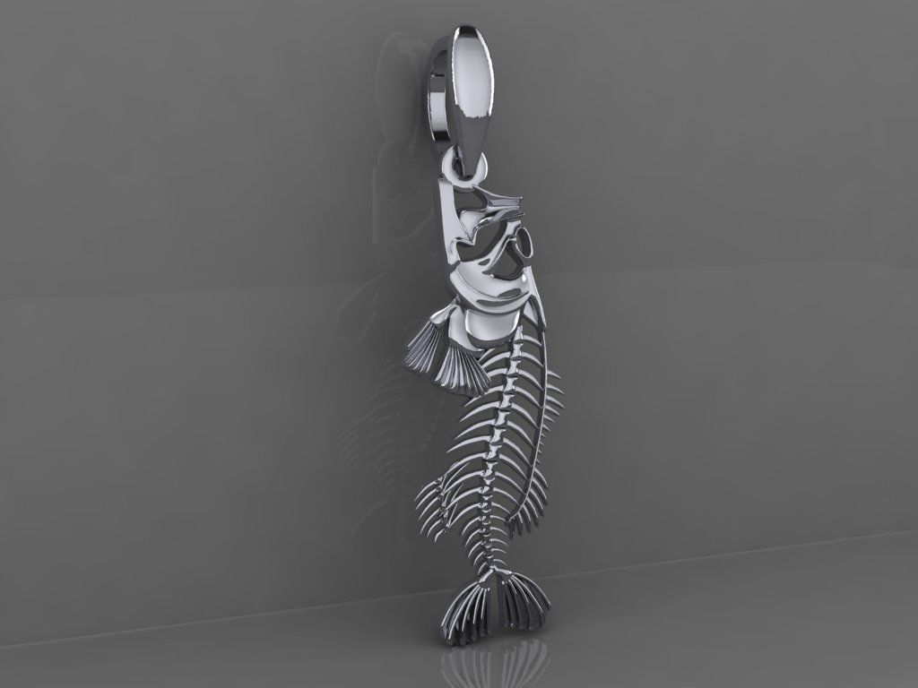  pendant skeleton fish  3D print model_1