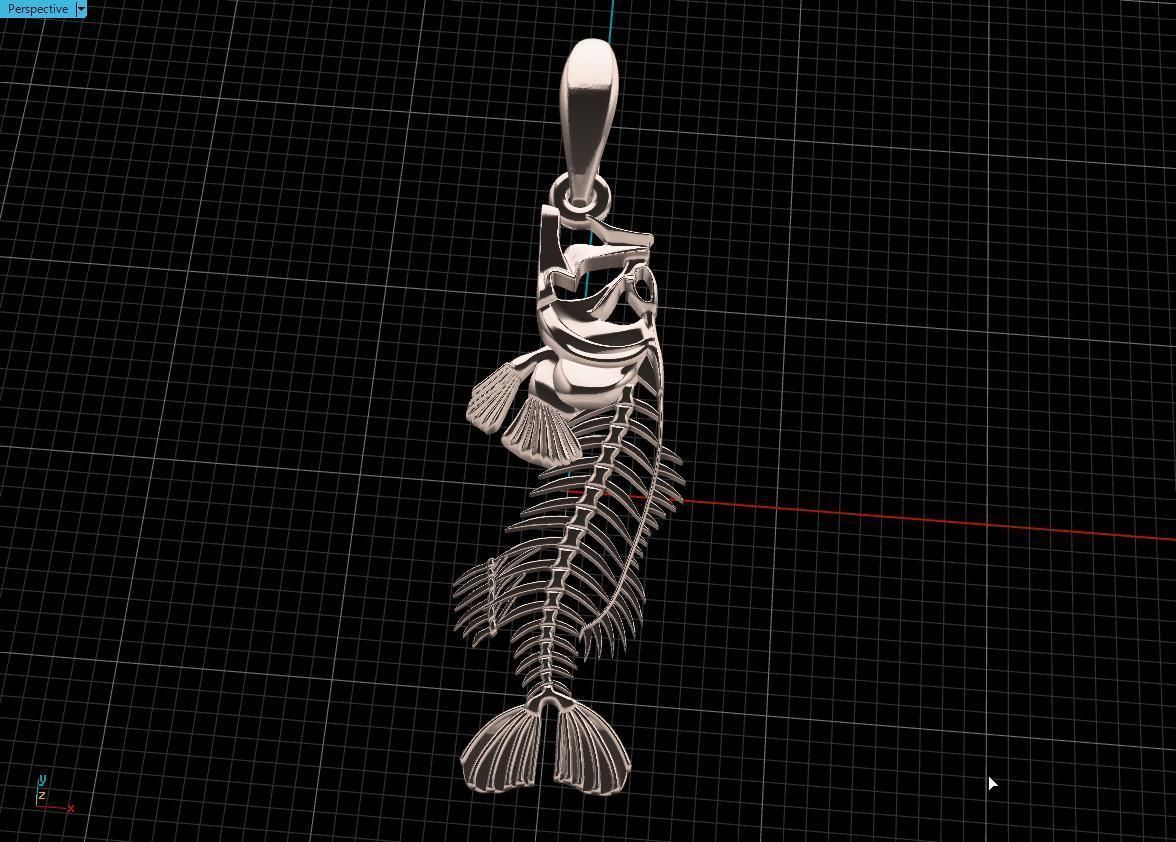  pendant skeleton fish  3D print model_9