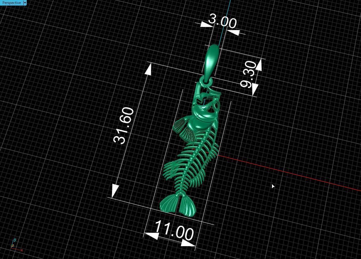  pendant skeleton fish  3D print model_22