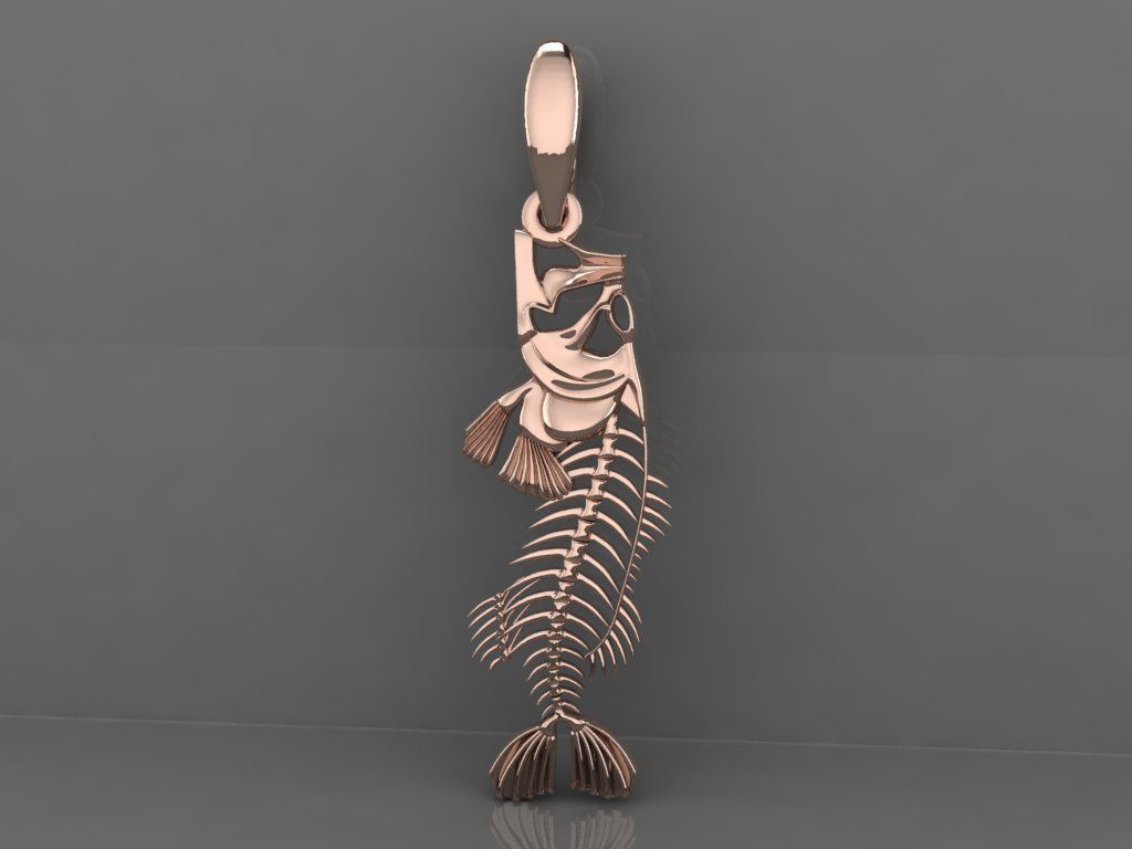  pendant skeleton fish  3D print model_3