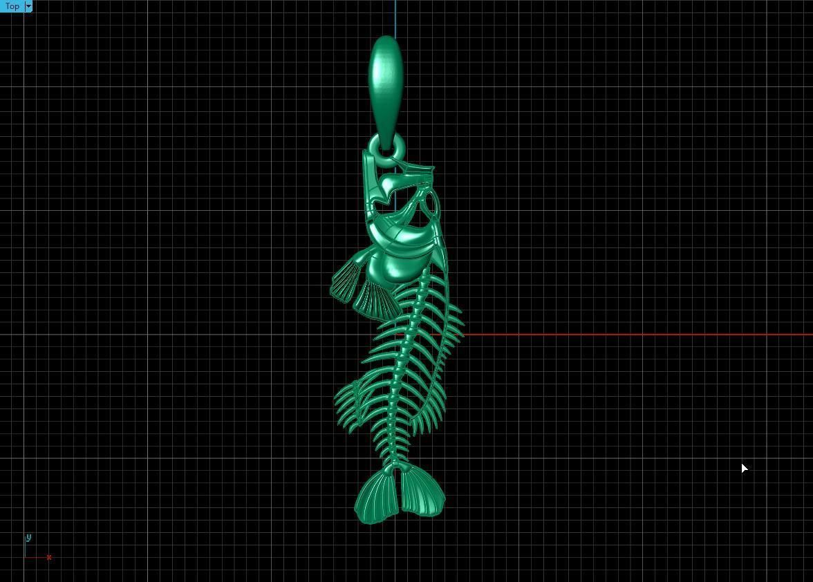  pendant skeleton fish  3D print model_12