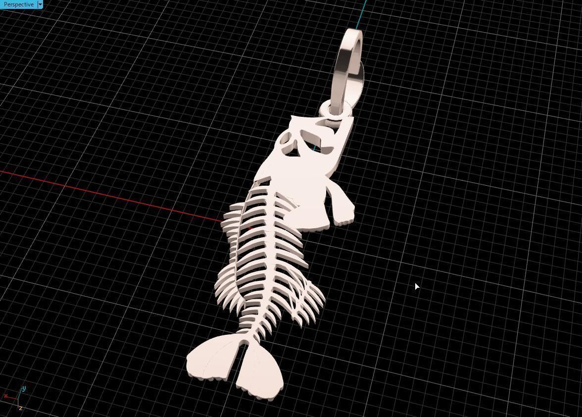  pendant skeleton fish  3D print model_10