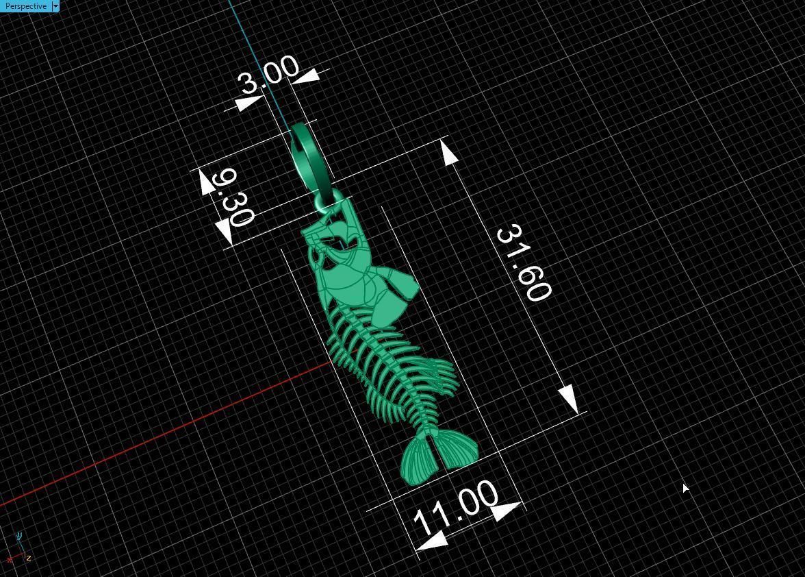  pendant skeleton fish  3D print model_21
