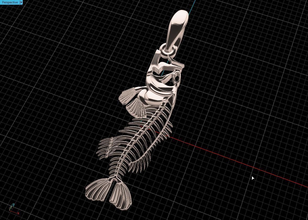  pendant skeleton fish  3D print model_8