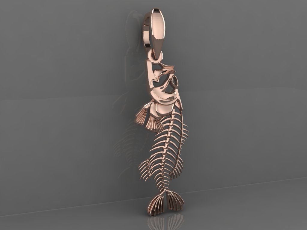  pendant skeleton fish  3D print model_2