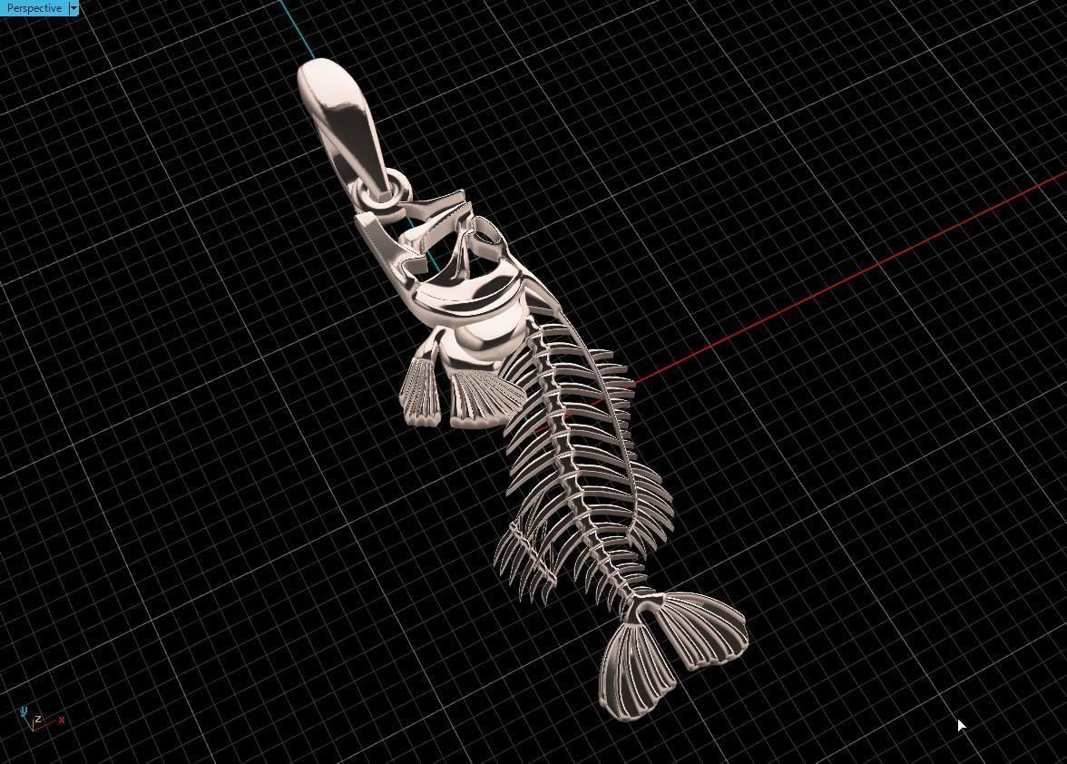  pendant skeleton fish  3D print model_7