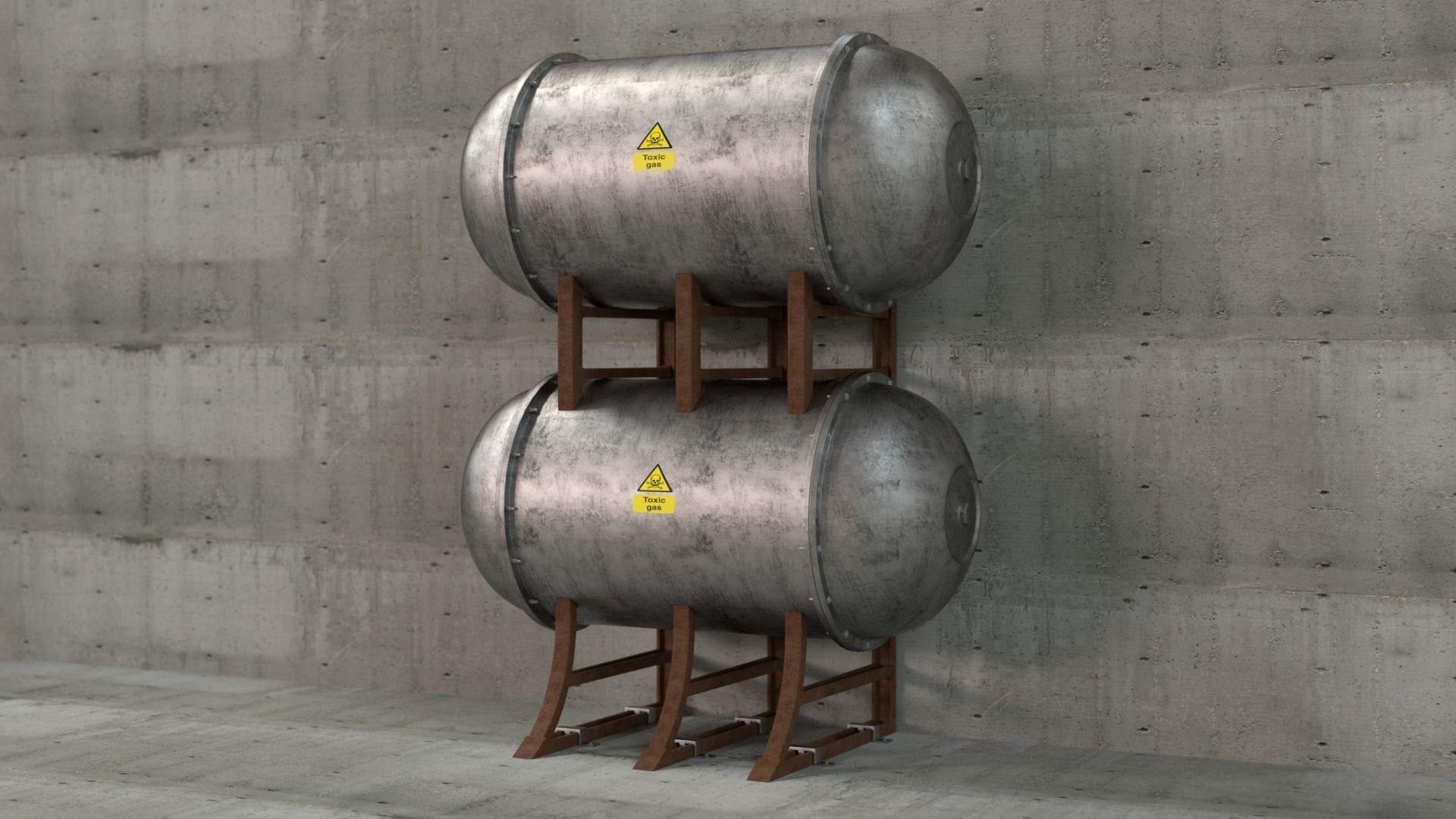 Sci-Fi Toxic Gas Barrels 3D model_2