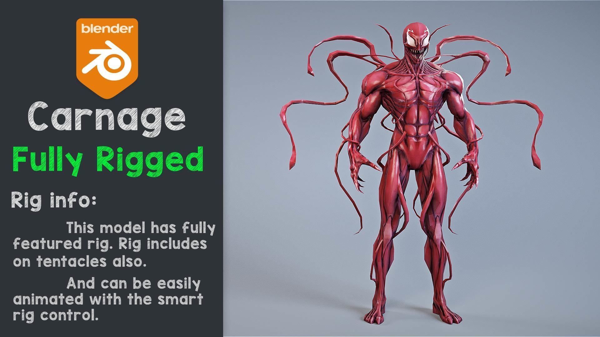 Venom - The Carnage rigged Low-poly 3D model_1