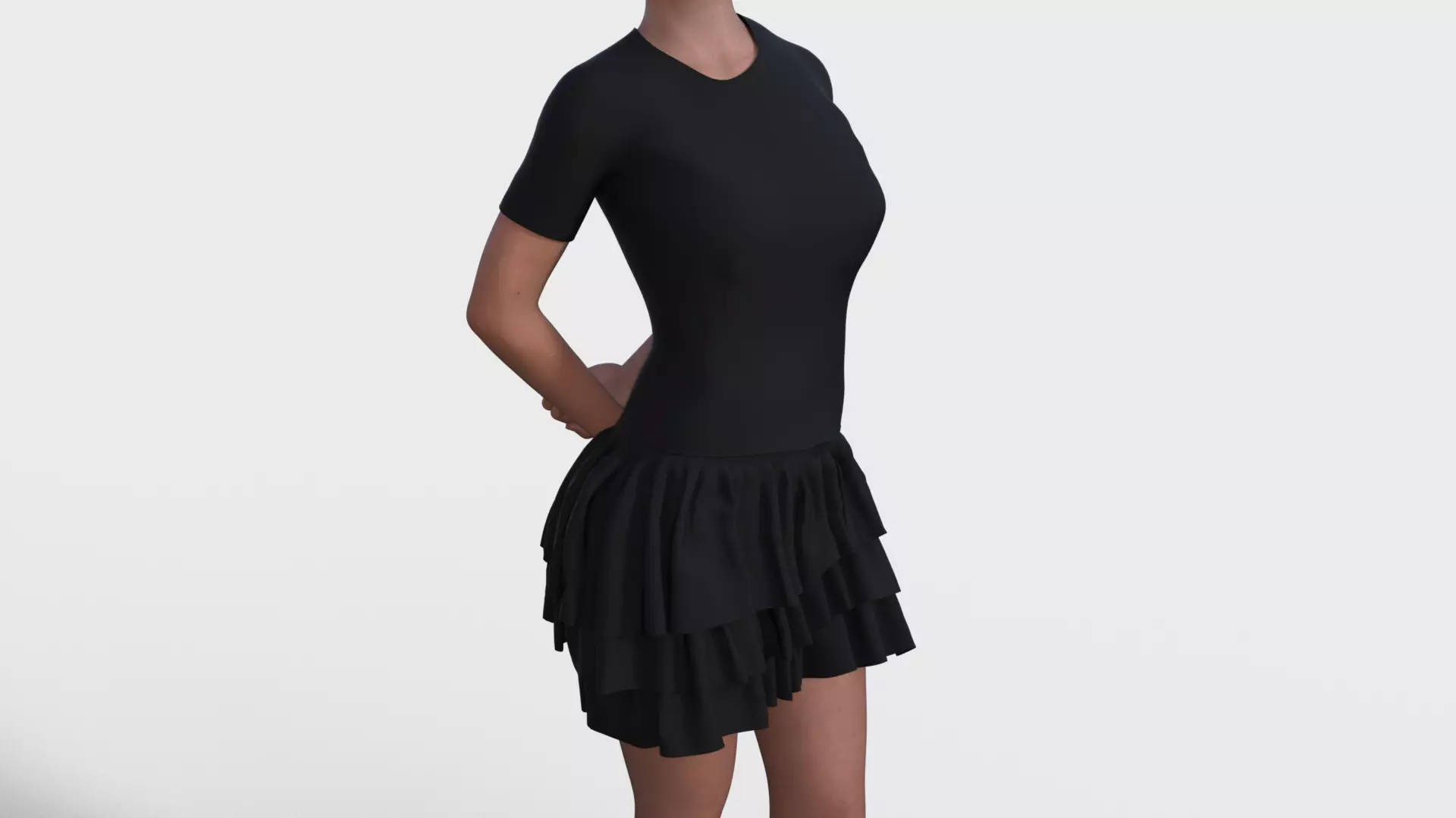 Goth Black Ruffled Outfit for Genesis 8 Female 3D model_0