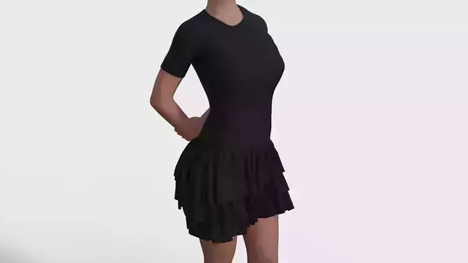 Goth Black Ruffled Outfit for Genesis 8 Female 3D model