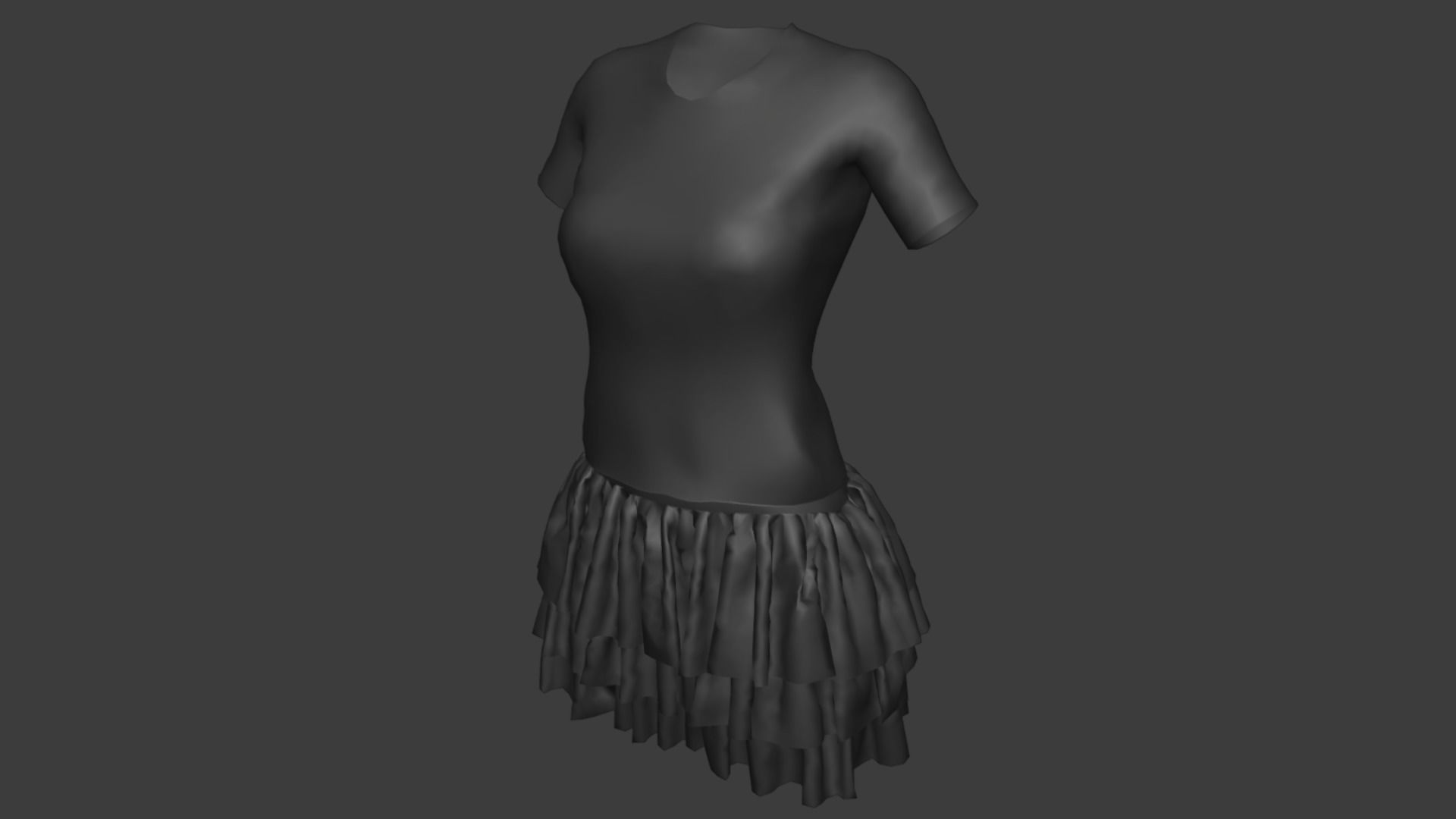 Goth Black Ruffled Outfit for Genesis 8 Female 3D model_4