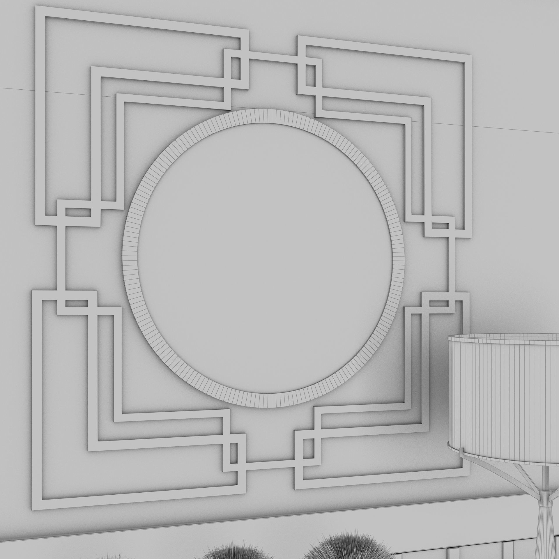 Living Room Wood Mirror Table Glass Metal Artdeco Set 3D model_13