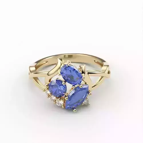 Women ring gems diamonds 3dm stl