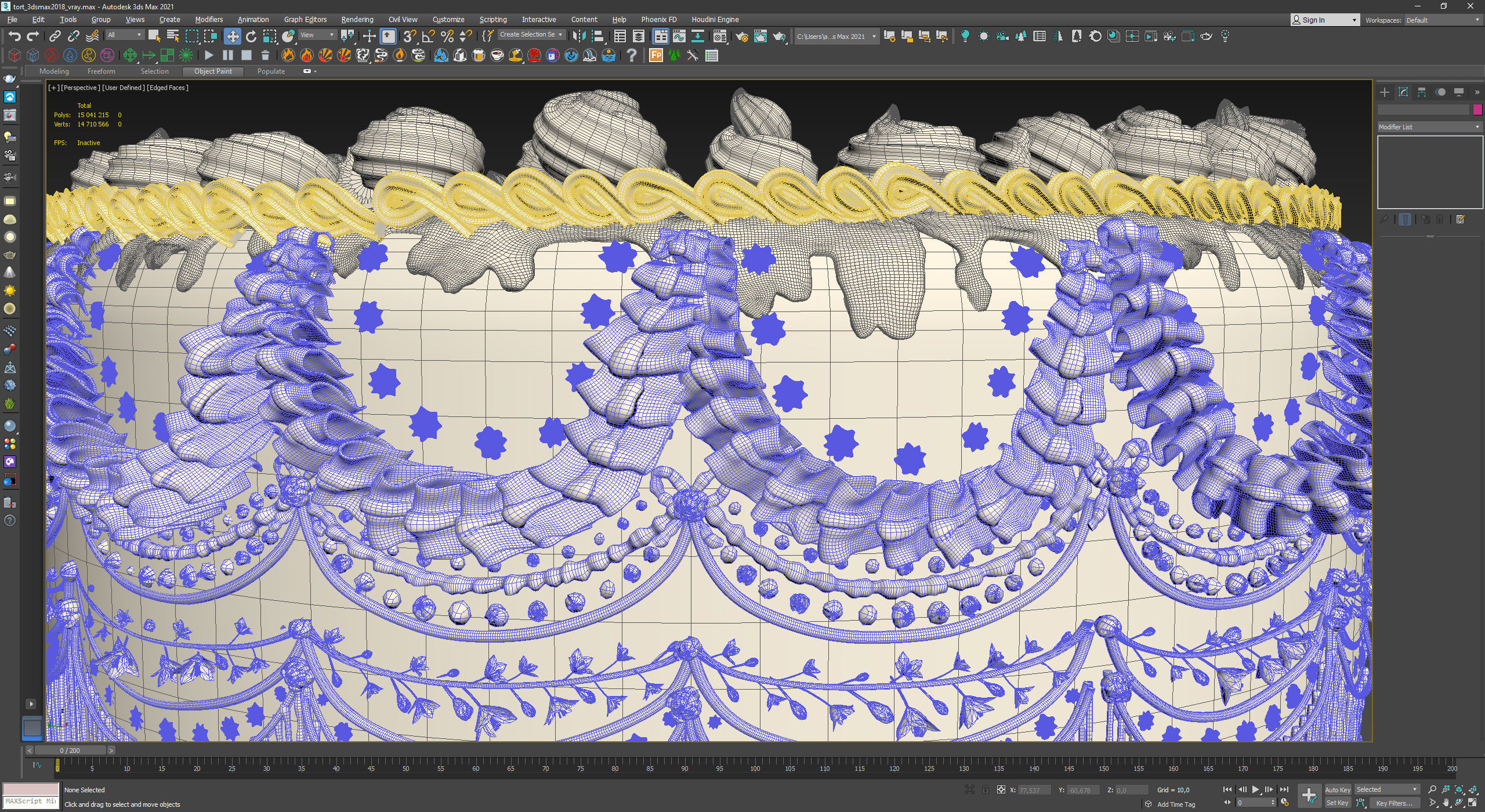 Royal White Wedding Cream Cake Pie 3D model_18