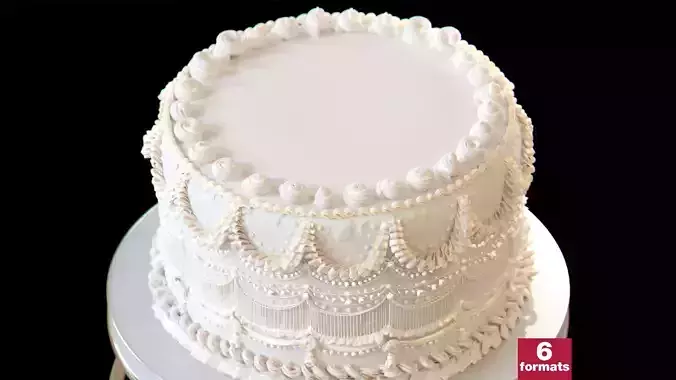 Royal White Wedding Cream Cake Pie 3D model Royal White Wedding Cream Cake Pie 3D model