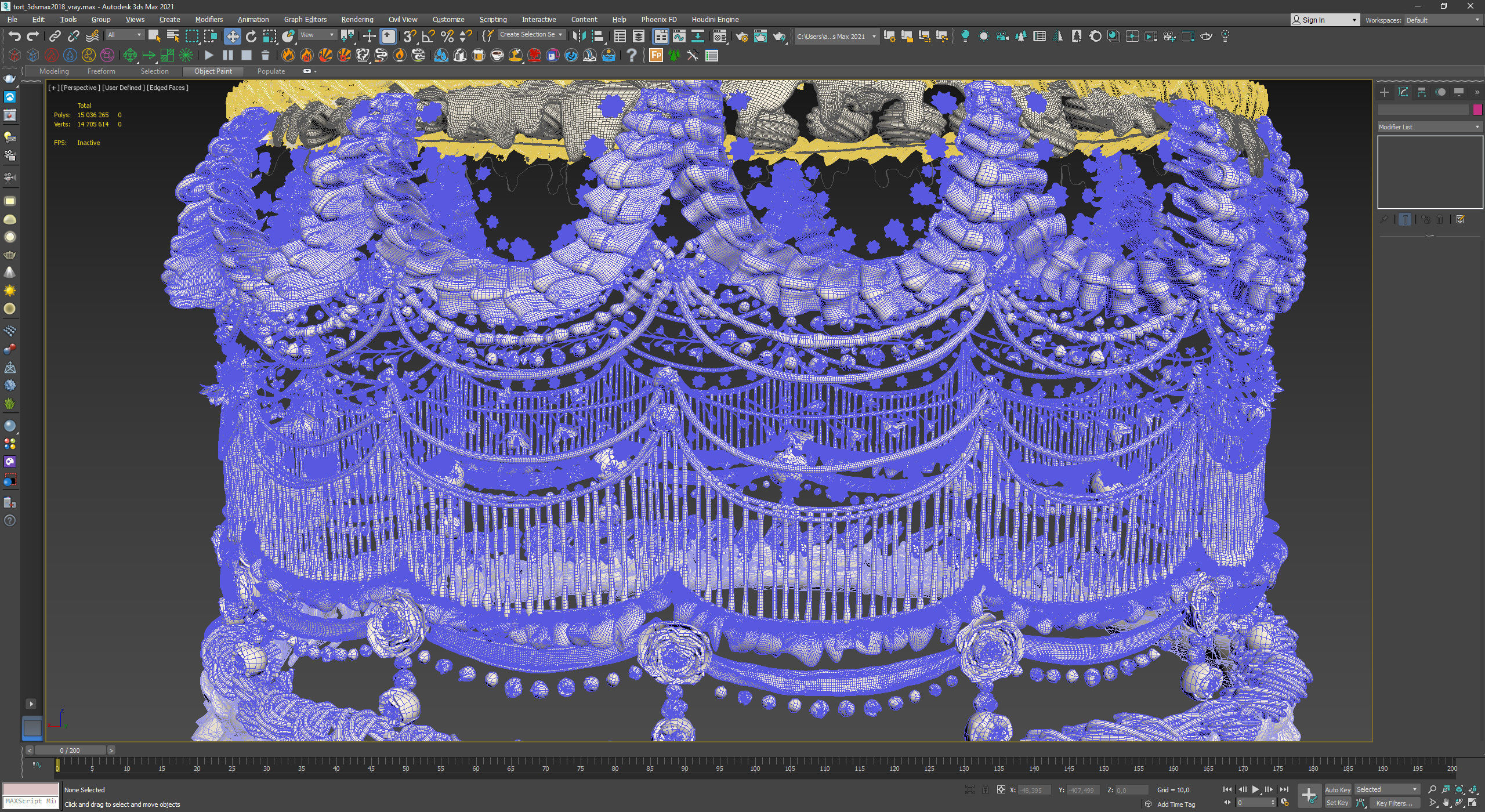 Royal White Wedding Cream Cake Pie 3D model_25