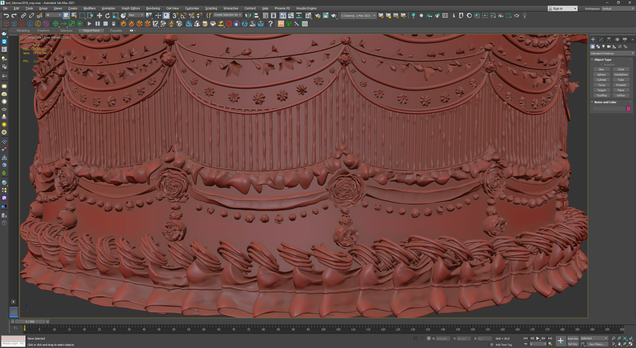 Royal White Wedding Cream Cake Pie 3D model_31