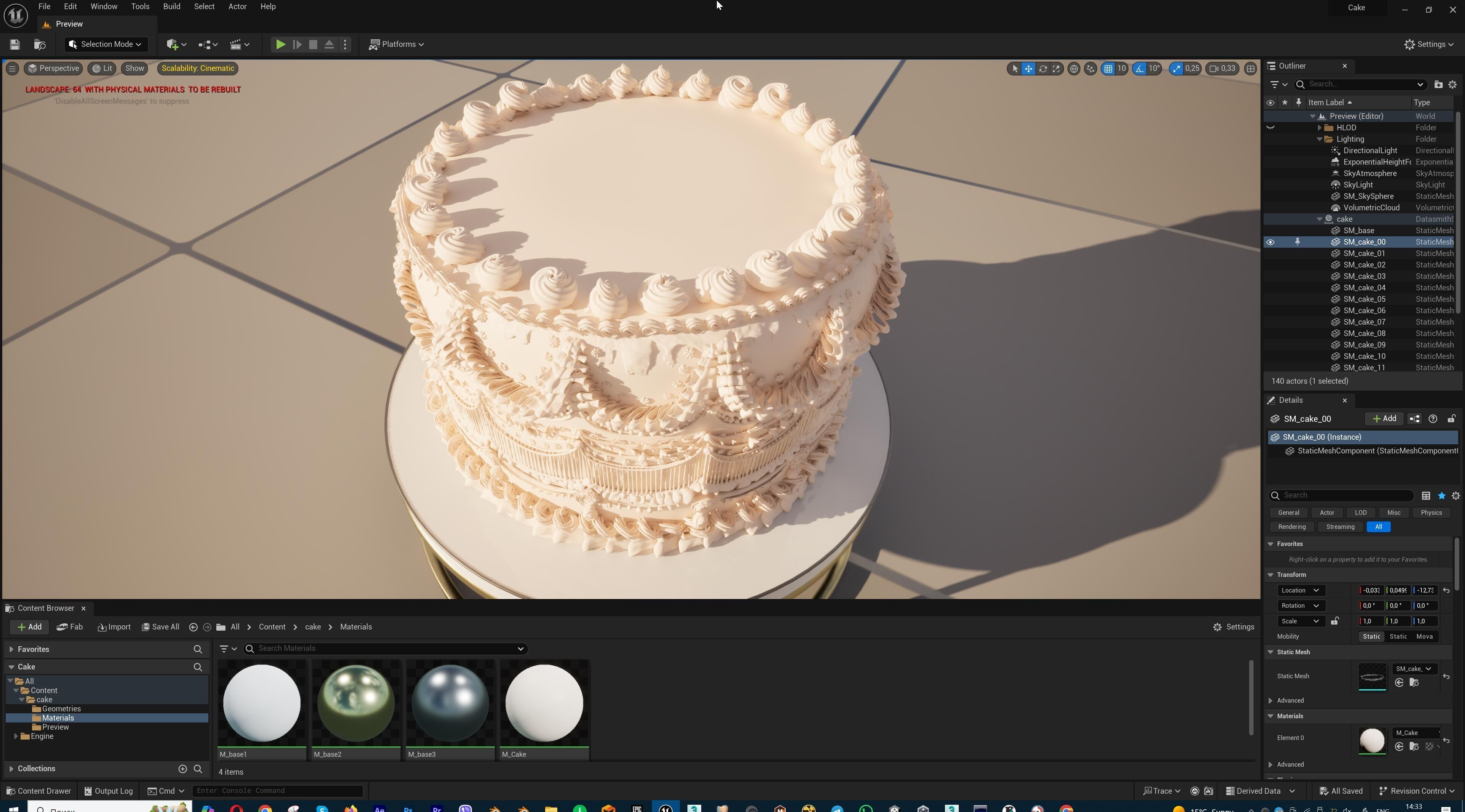 Royal White Wedding Cream Cake Pie 3D model_36