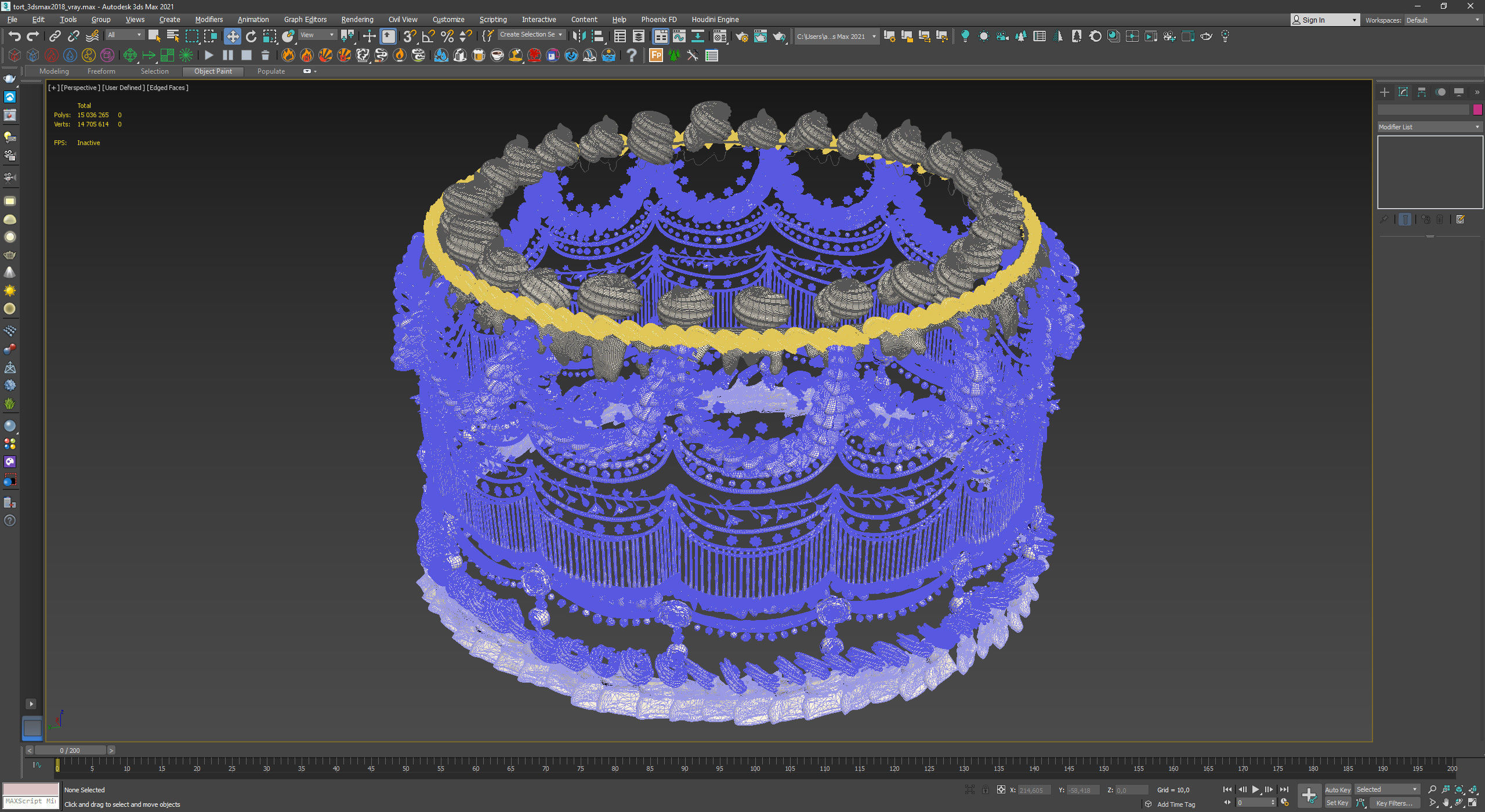 Royal White Wedding Cream Cake Pie 3D model_26