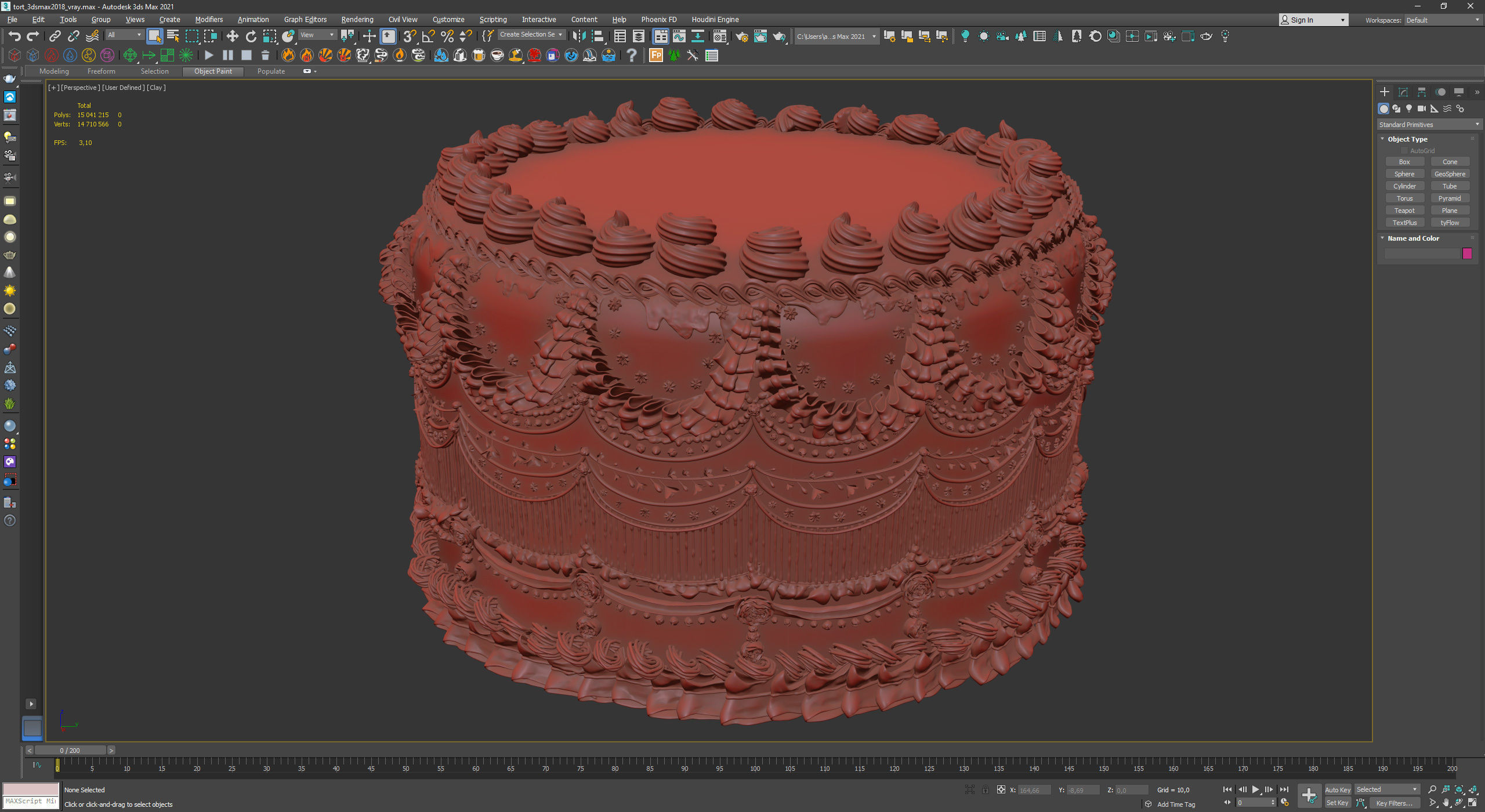 Royal White Wedding Cream Cake Pie 3D model_29