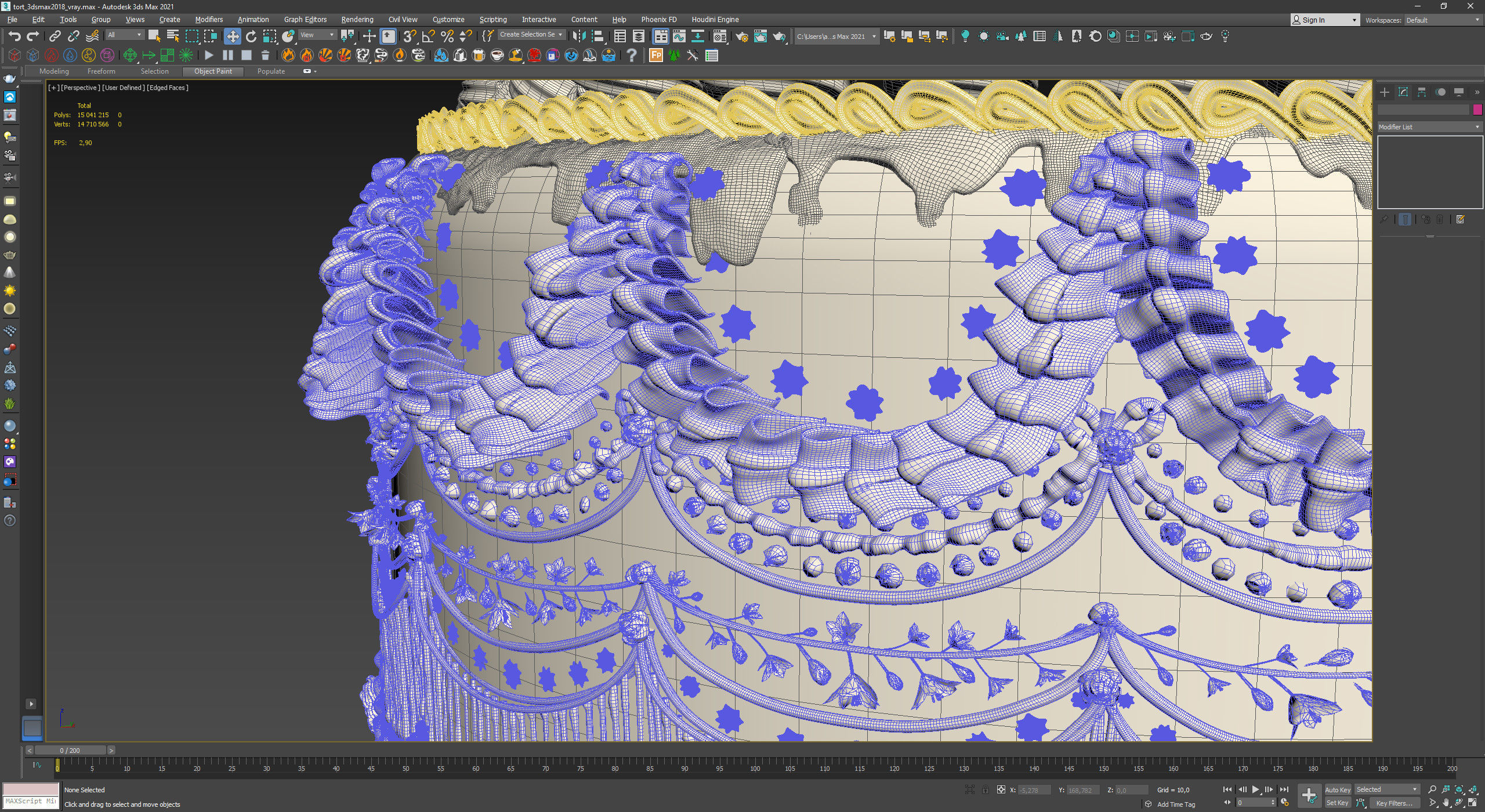 Royal White Wedding Cream Cake Pie 3D model_28