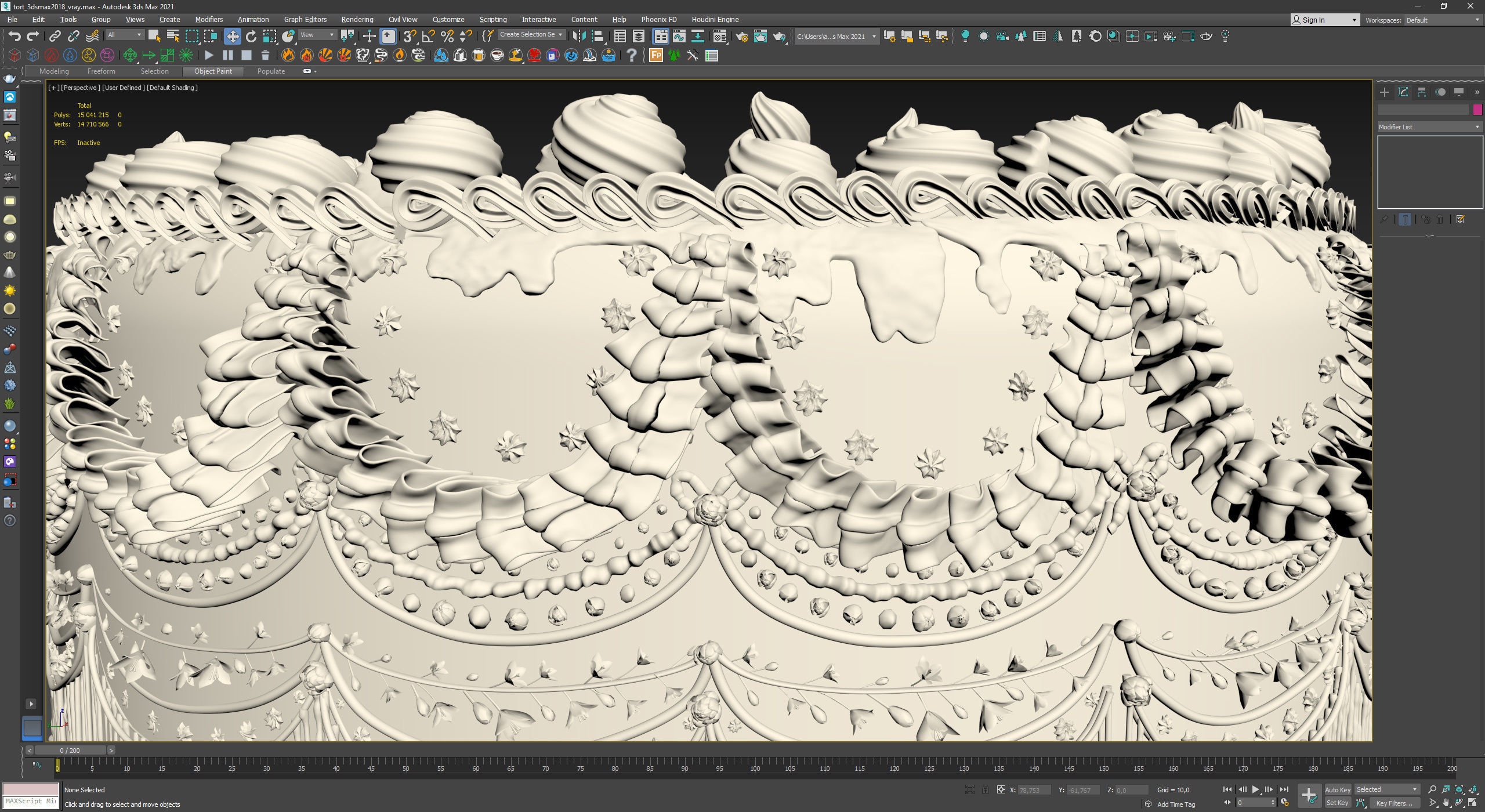 Royal White Wedding Cream Cake Pie 3D model_17