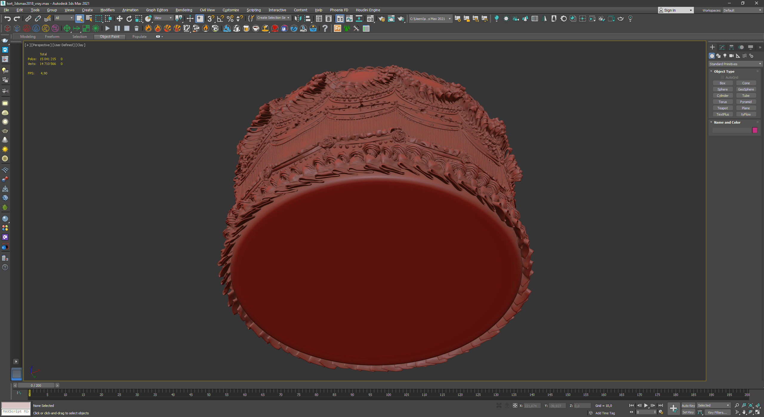 Royal White Wedding Cream Cake Pie 3D model_32