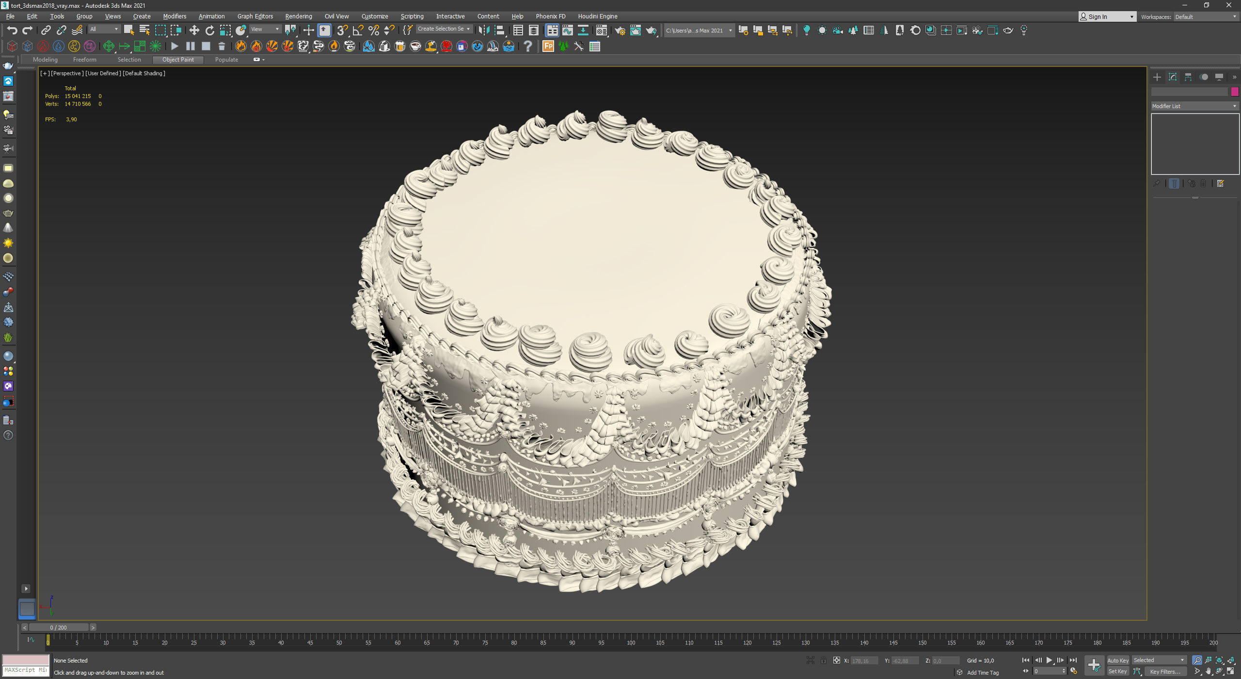Royal White Wedding Cream Cake Pie 3D model_14