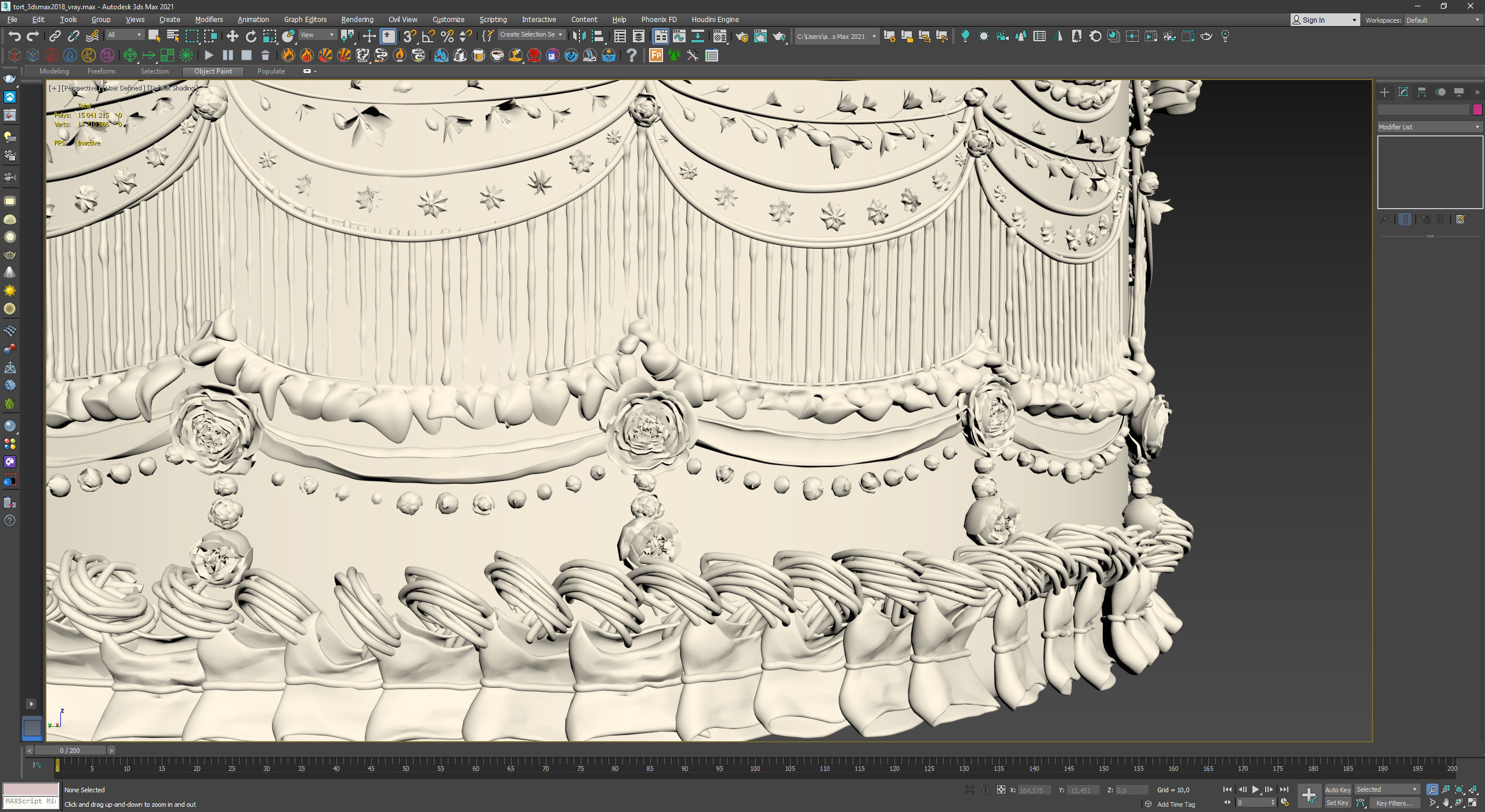 Royal White Wedding Cream Cake Pie 3D model_15