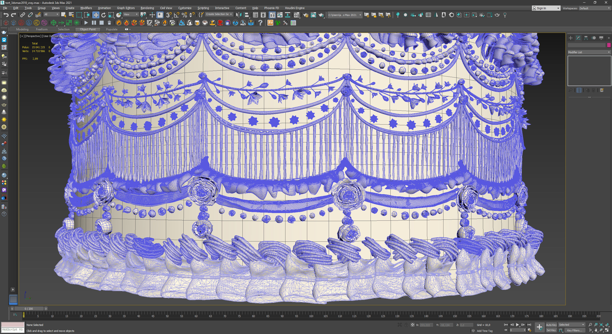 Royal White Wedding Cream Cake Pie 3D model_12