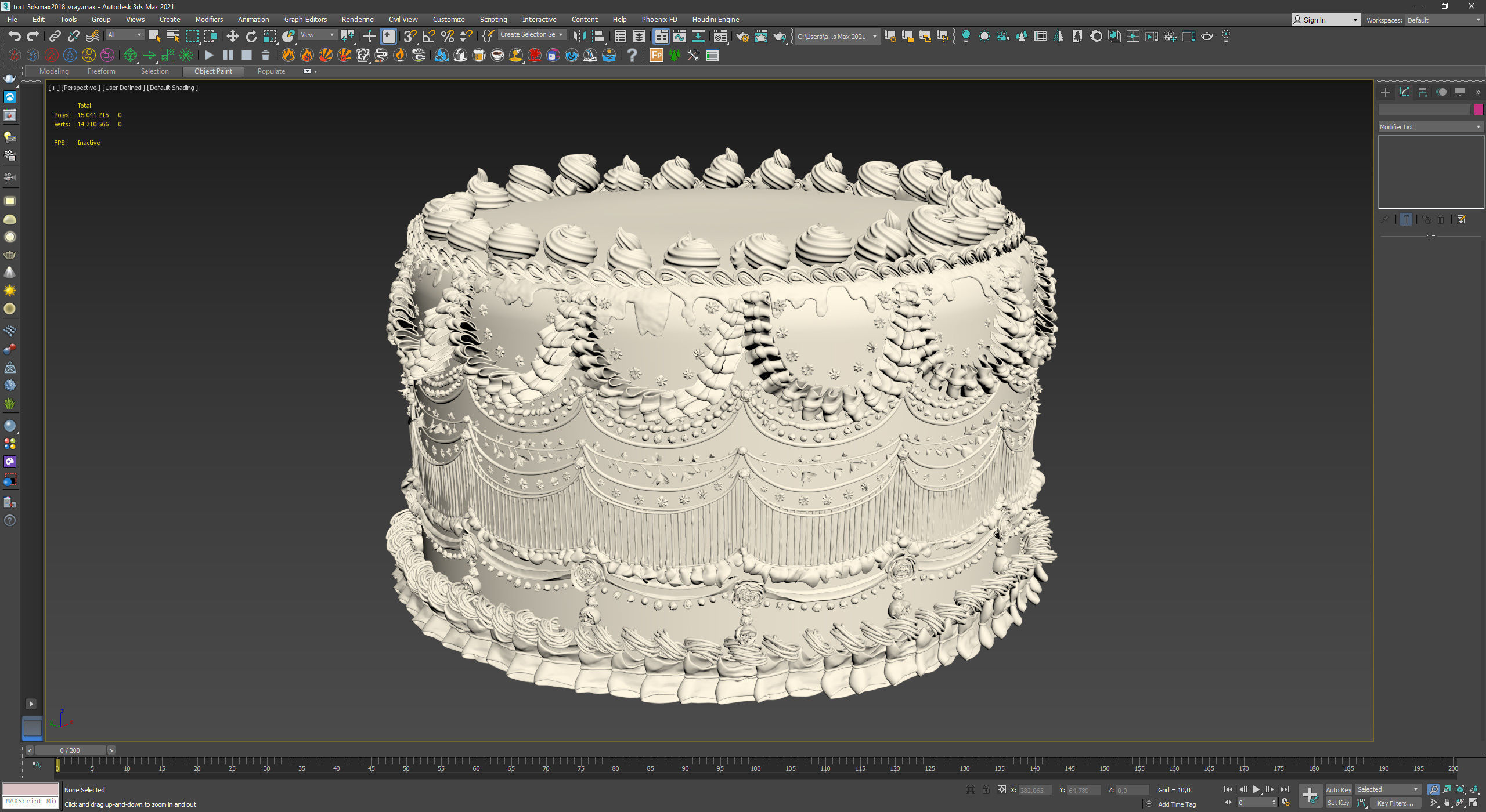 Royal White Wedding Cream Cake Pie 3D model_16