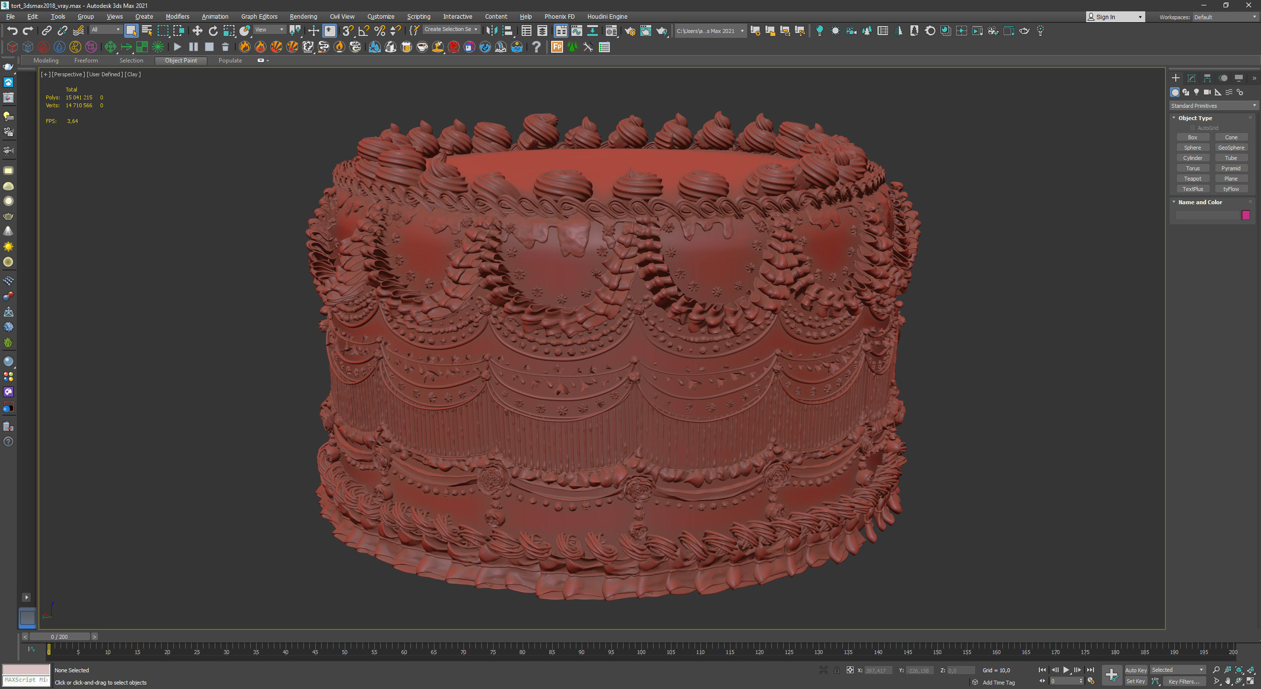 Royal White Wedding Cream Cake Pie 3D model_30