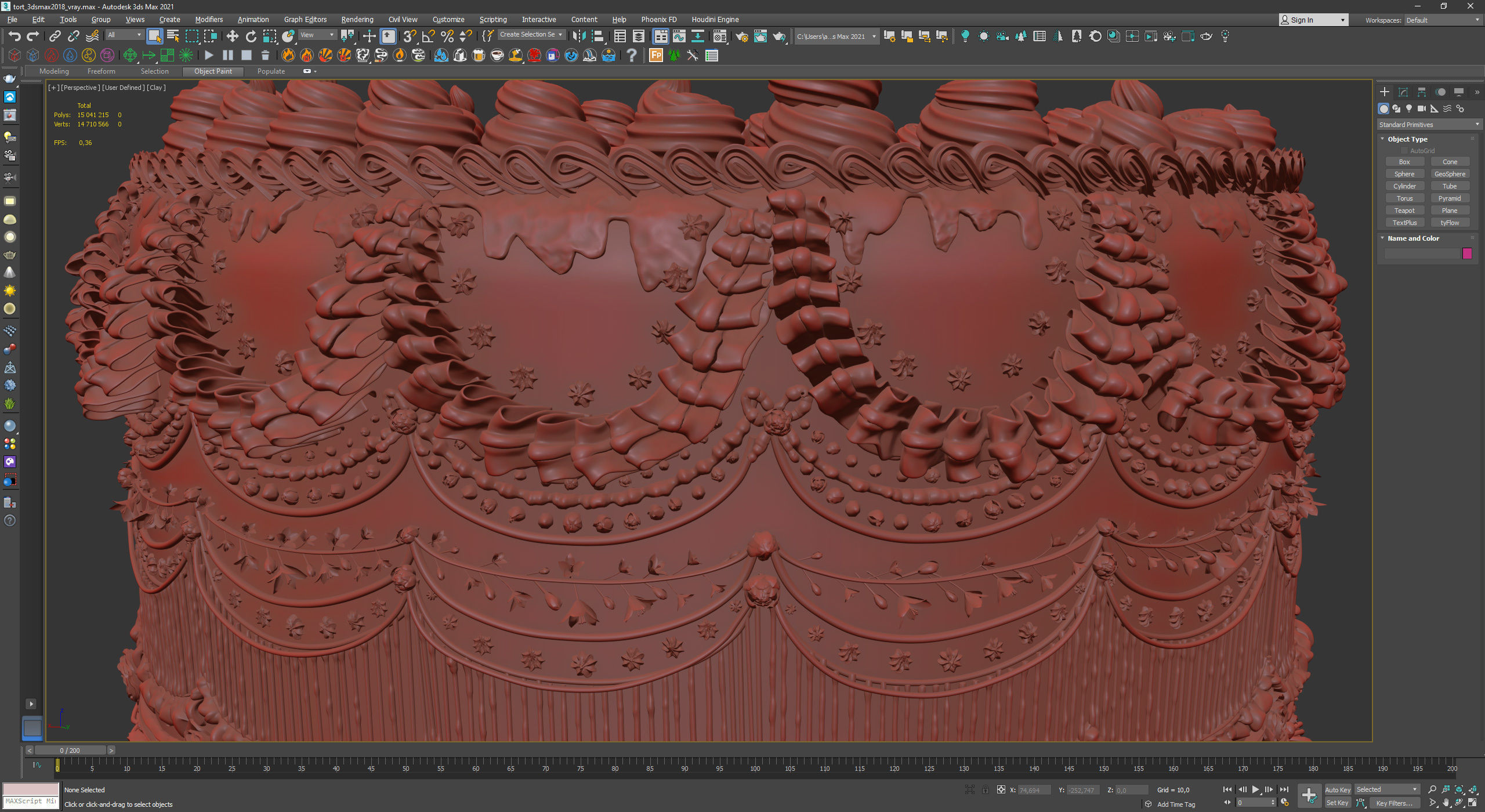 Royal White Wedding Cream Cake Pie 3D model_33