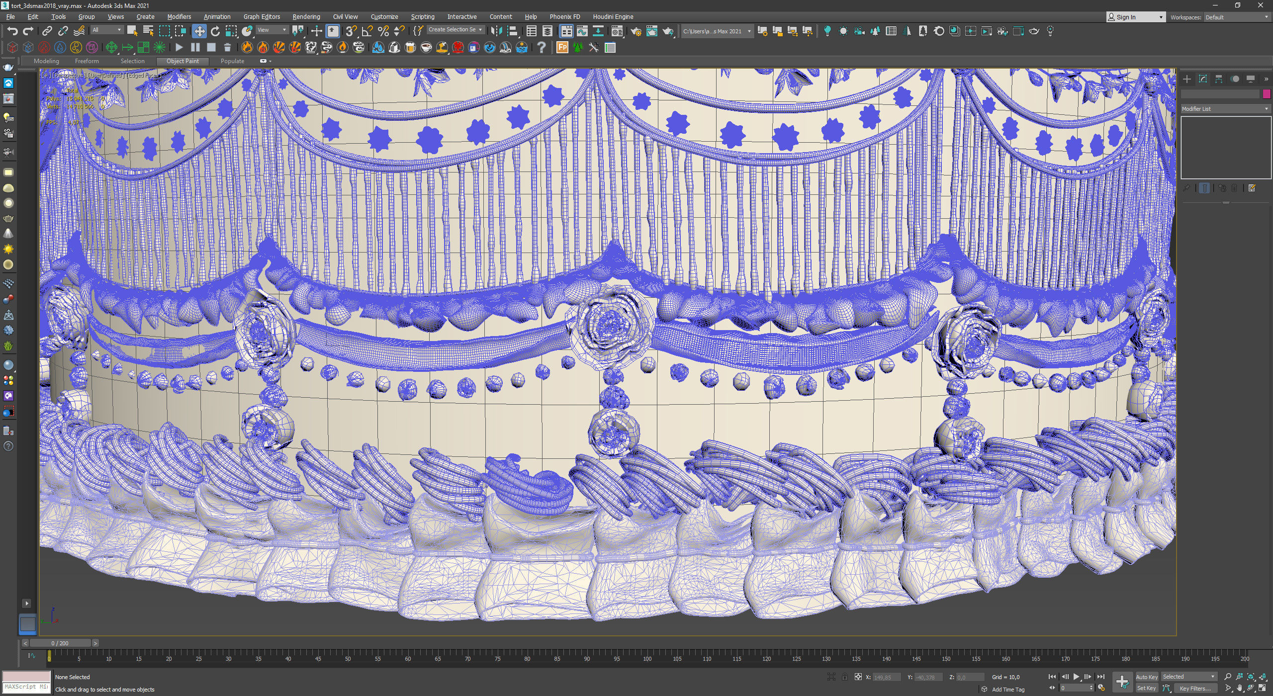 Royal White Wedding Cream Cake Pie 3D model_22