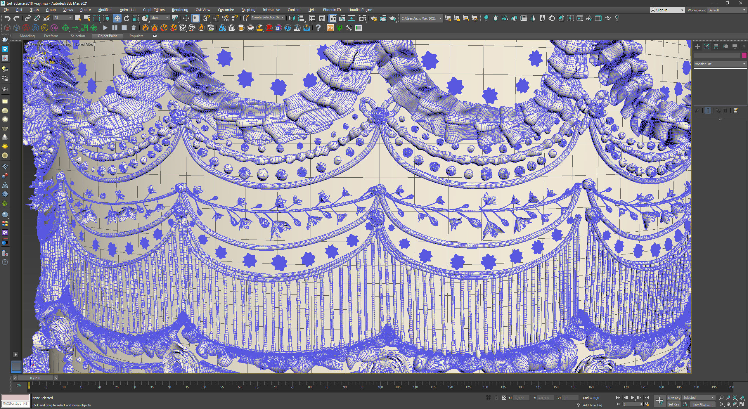 Royal White Wedding Cream Cake Pie 3D model_20