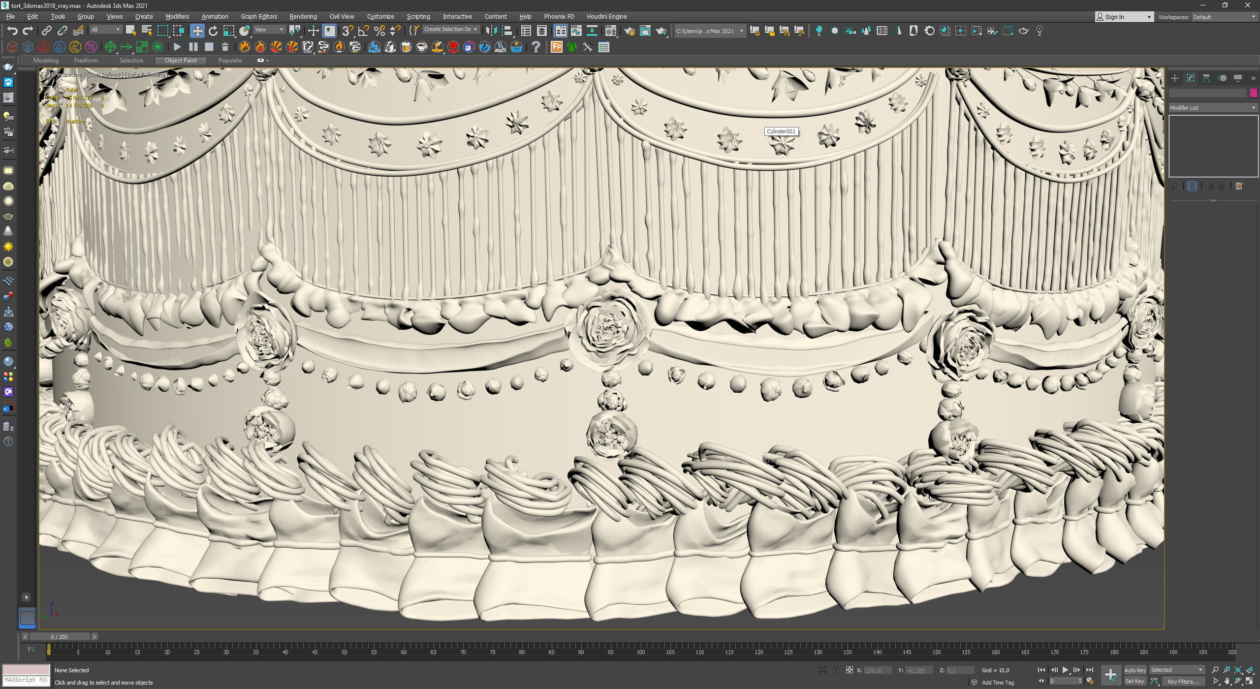 Royal White Wedding Cream Cake Pie 3D model_21