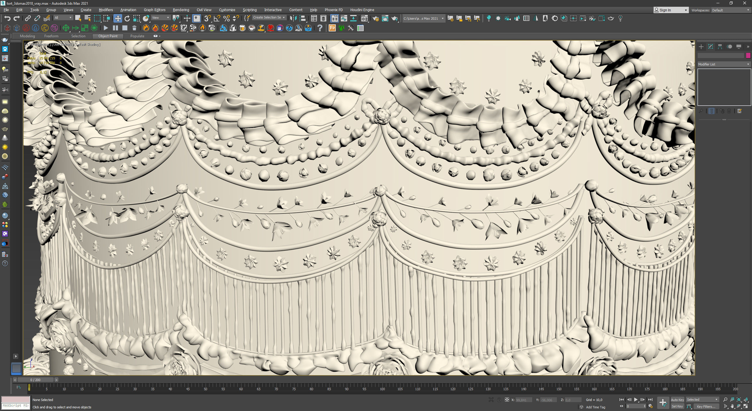 Royal White Wedding Cream Cake Pie 3D model_19