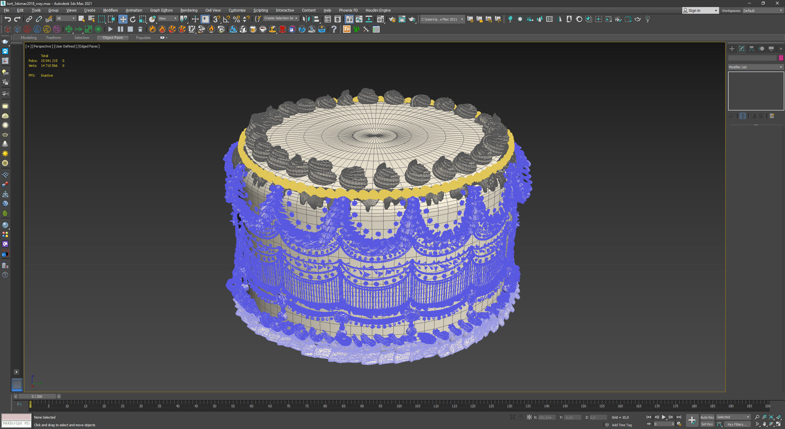 Royal White Wedding Cream Cake Pie 3D model_13