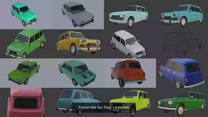 French 60s Car Pack  3D Model Collection