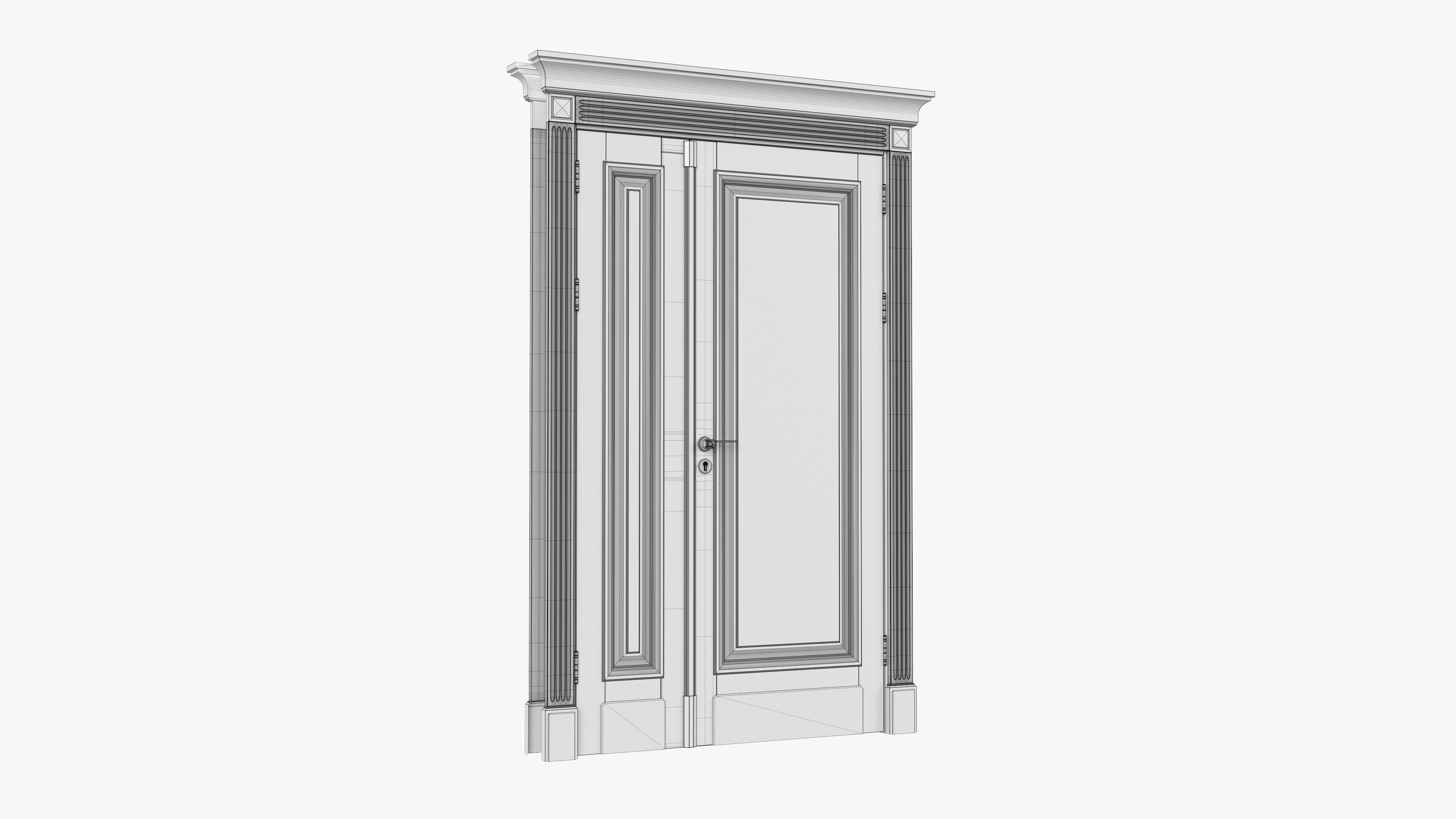 Classic door double 07 3D model_8