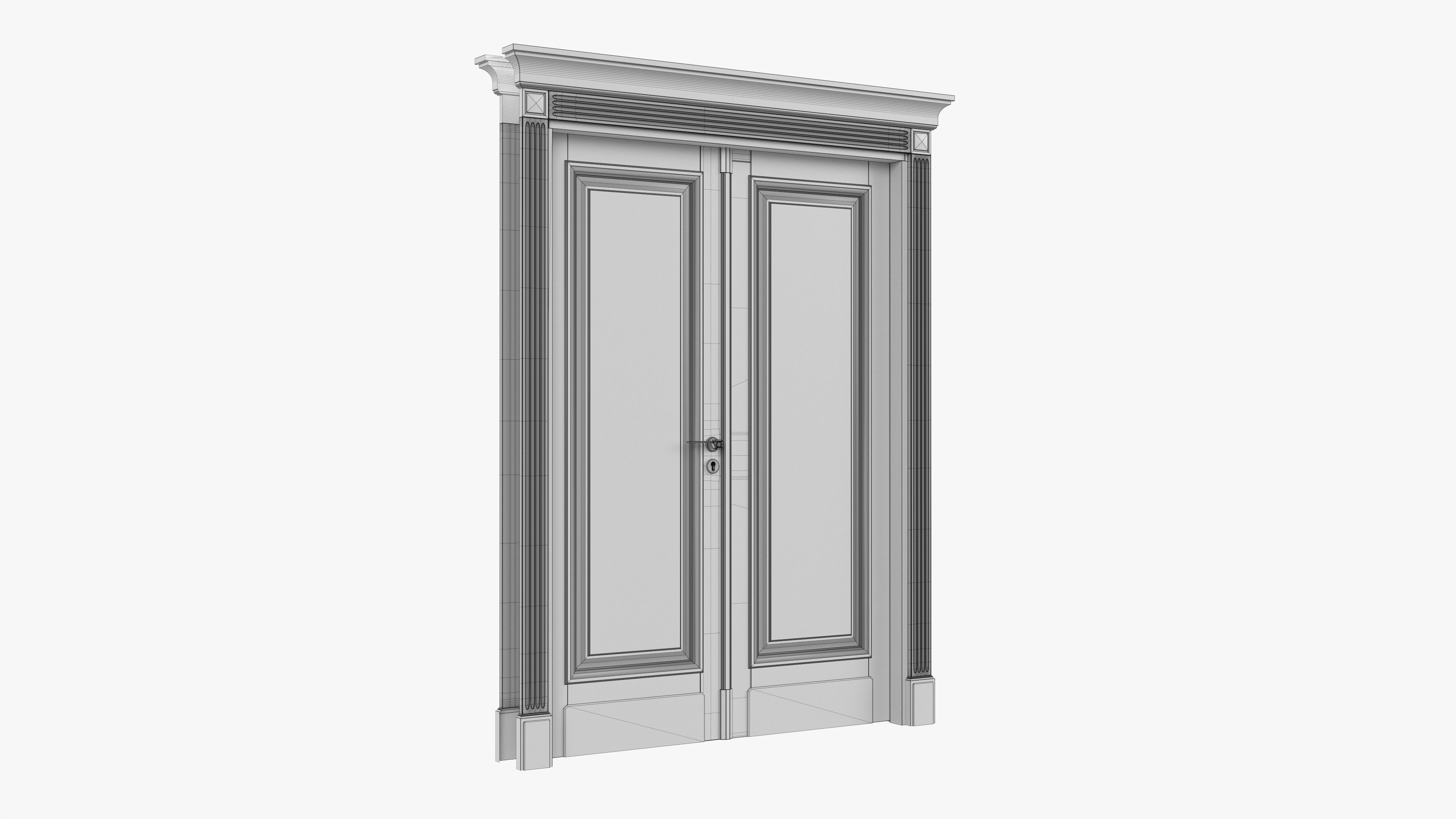 Door classic double 08 3D model_9