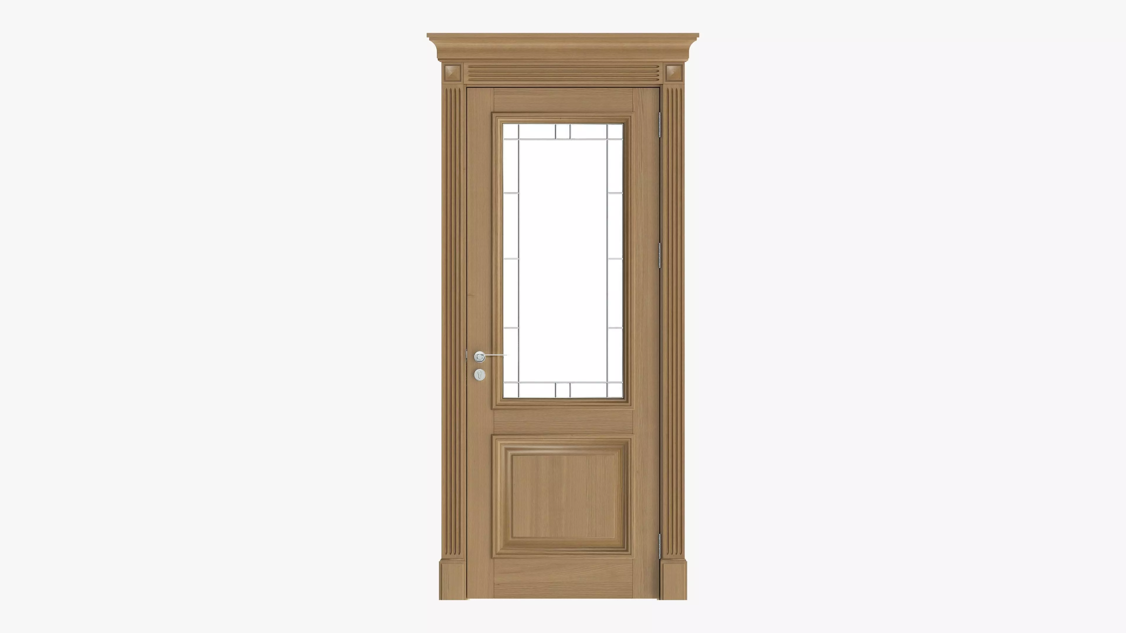 Door classic with glass 01 3D model_0