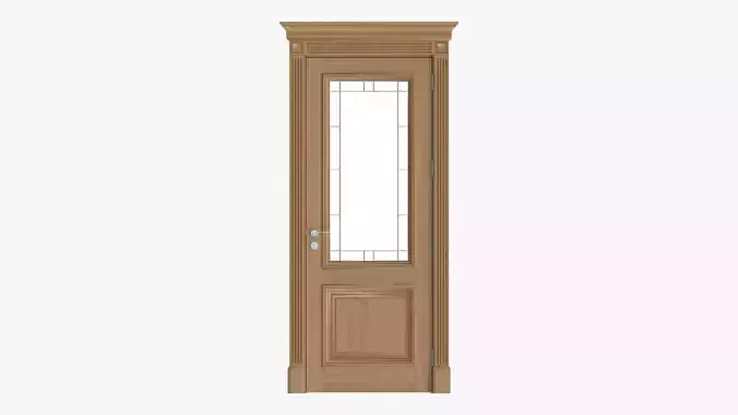 Door classic with glass 01 3D model