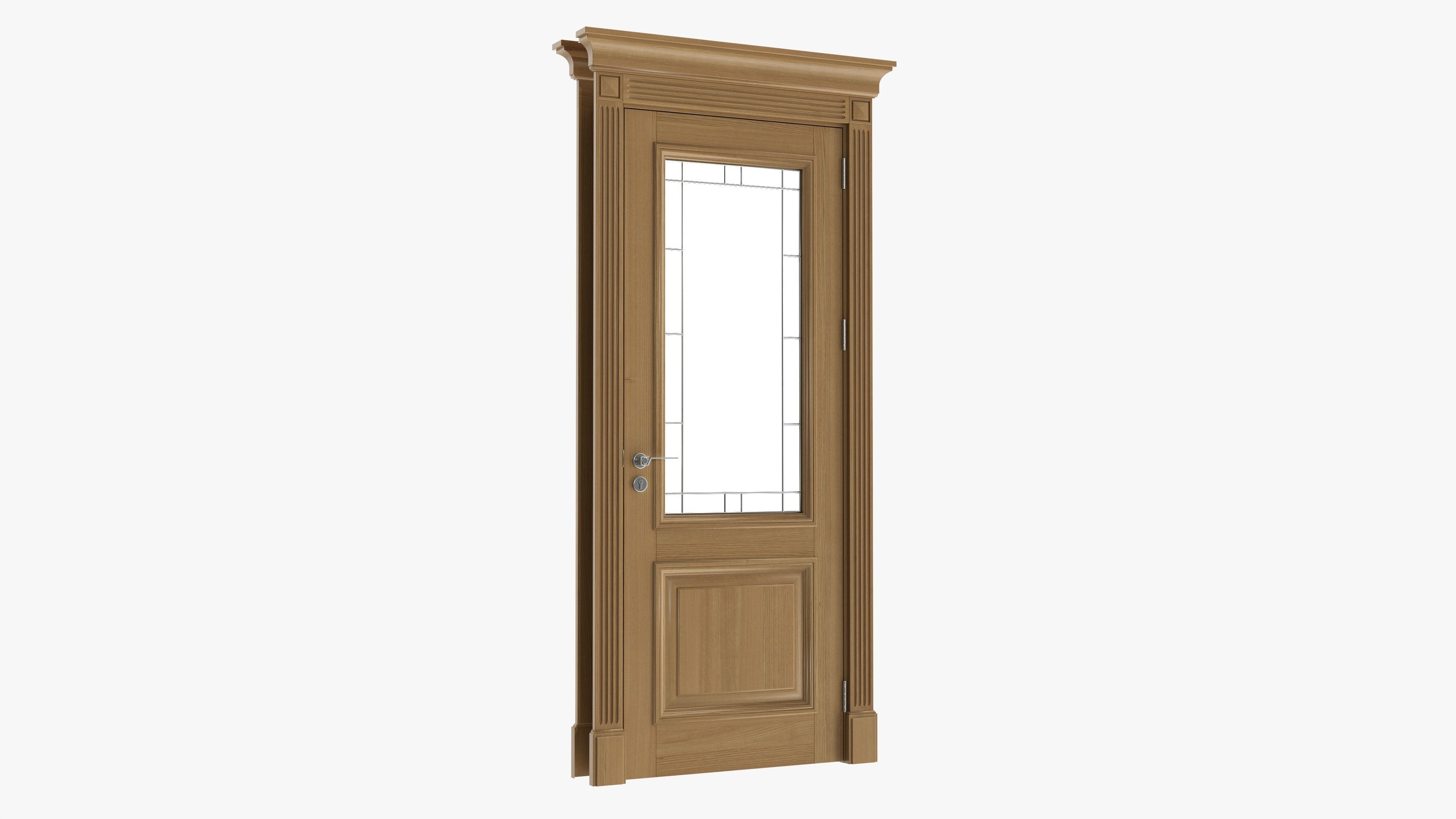 Door classic with glass 01 3D model_1