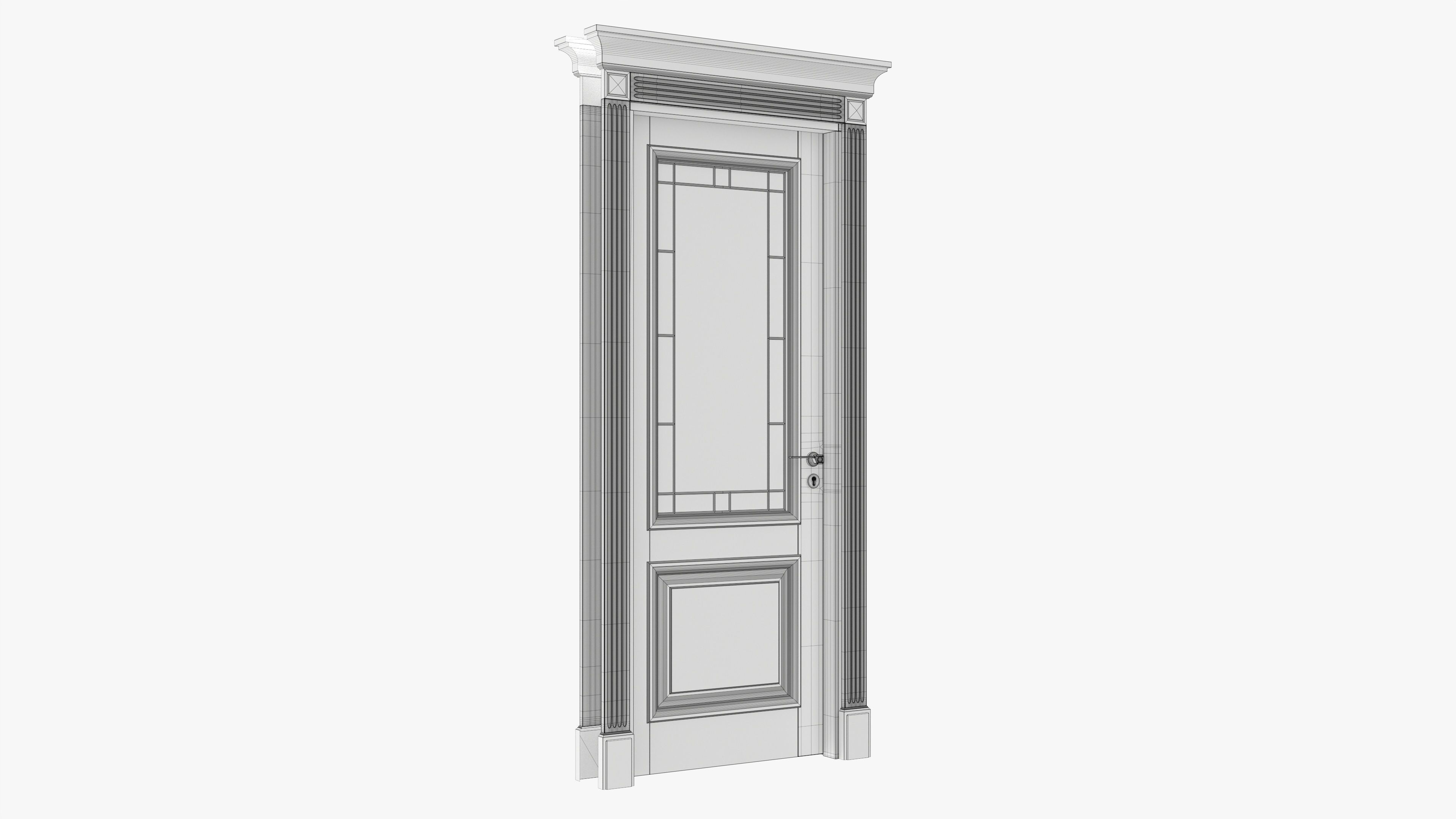 Door classic with glass 01 3D model_7