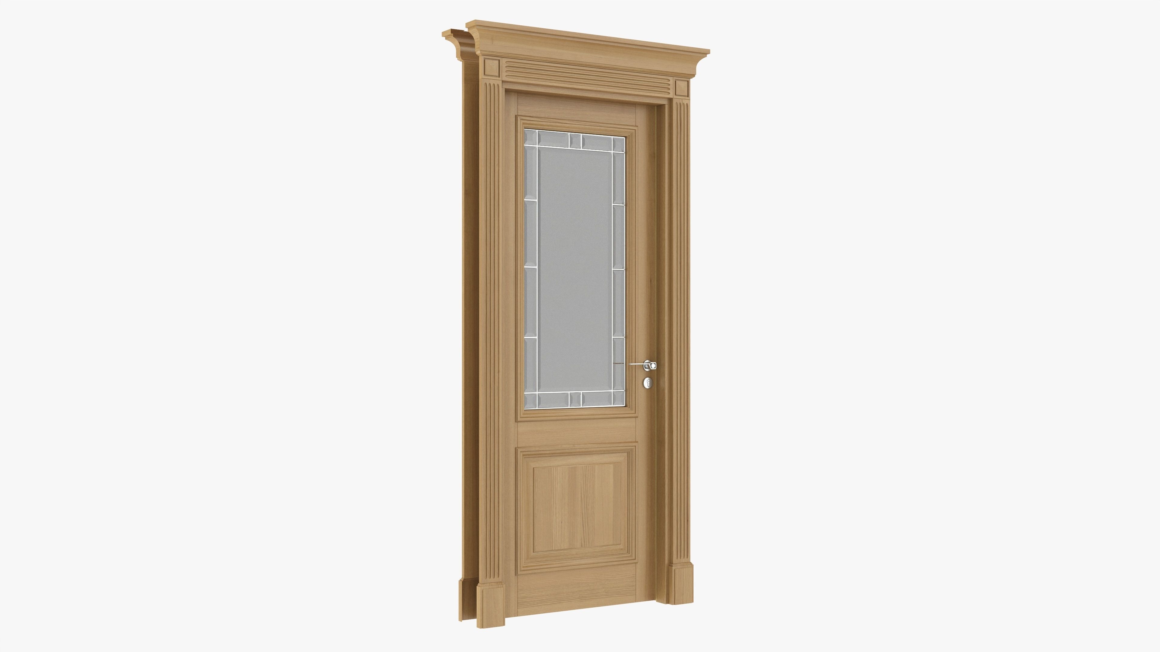 Door classic with glass 01 3D model_2