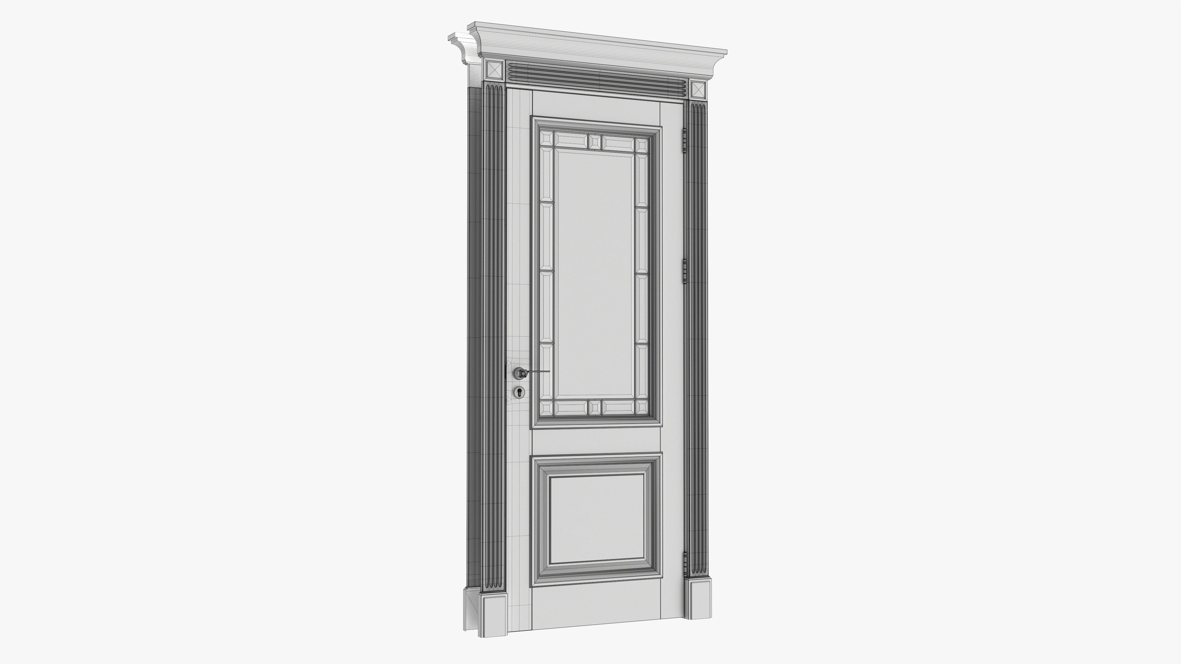Door classic with glass 01 3D model_6