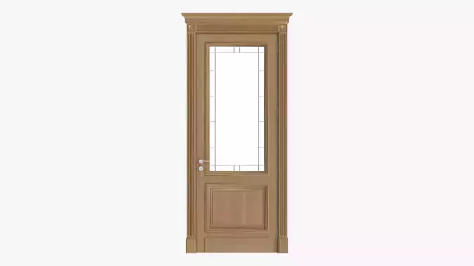 Door classic with glass 02 3D model
